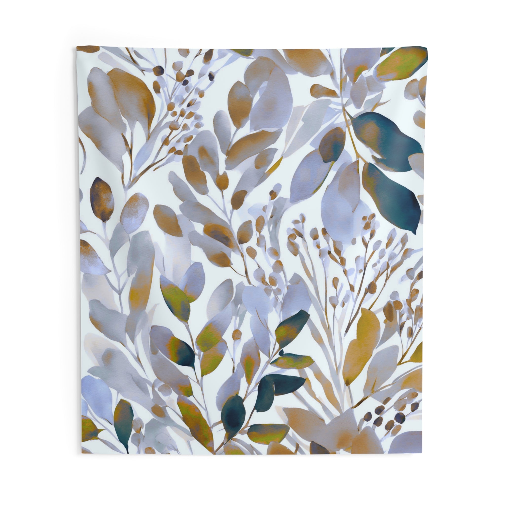 Abstract Wall Hanging Fabric Tapestry; Blue Yellow Watercolor