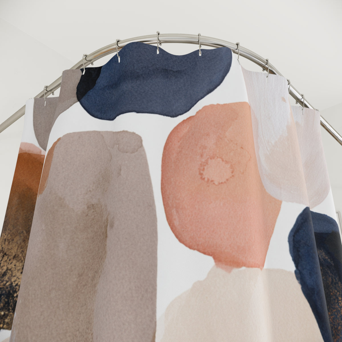 Navy Blush Abstract Pebble Shower Curtain, Bath Curtain 71x74