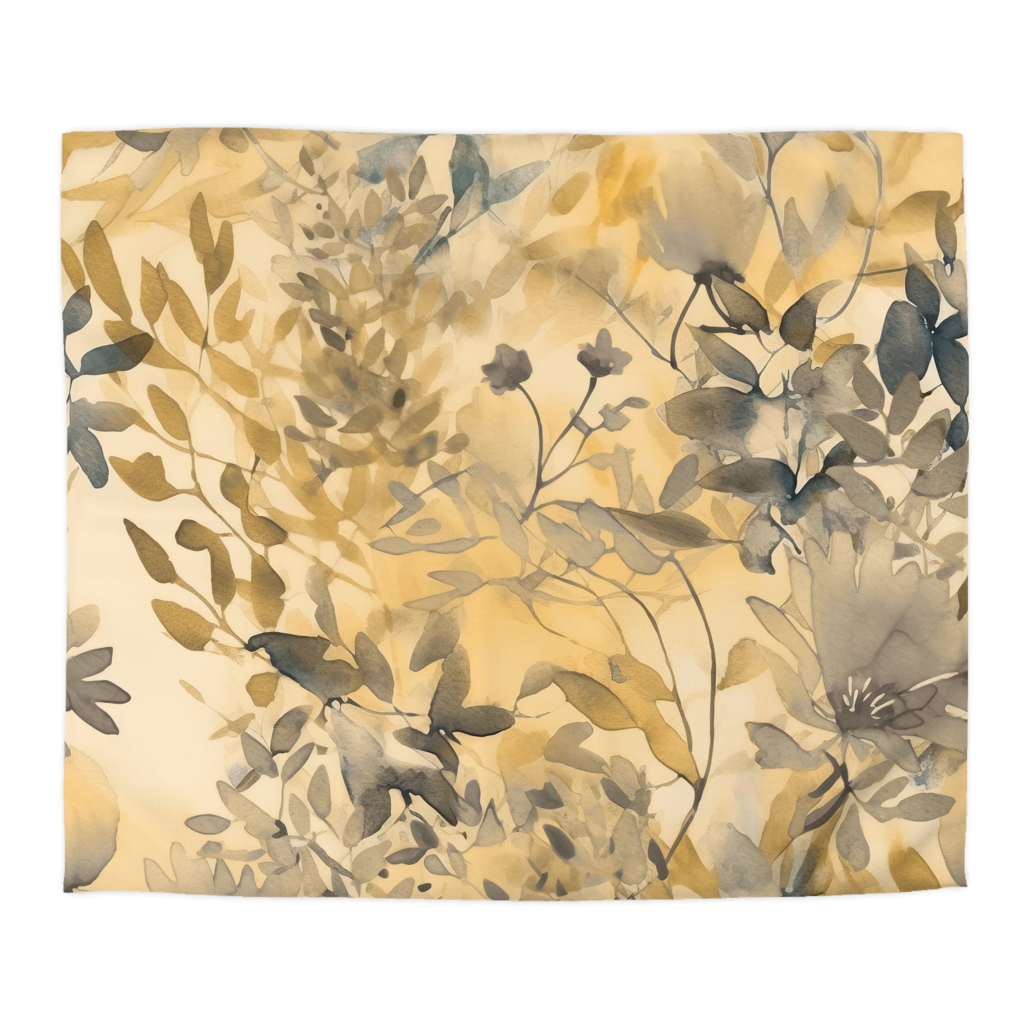 Floral Duvet, Pillow Cover | Beige Grey Leaves Bedroom Decor