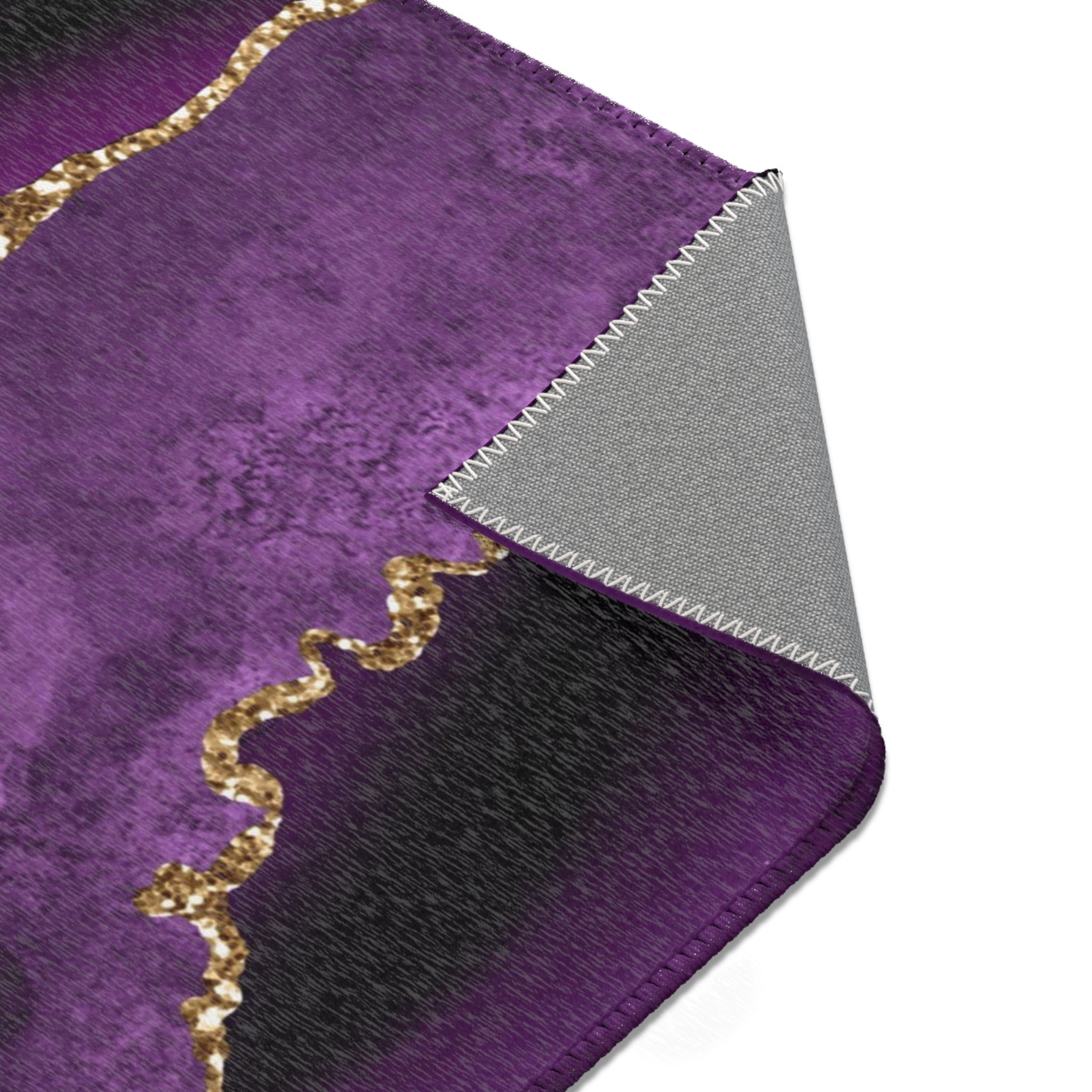 Abstract Area Rug | Retro Marble Print, Lilac Violet Purple, Muted Gold