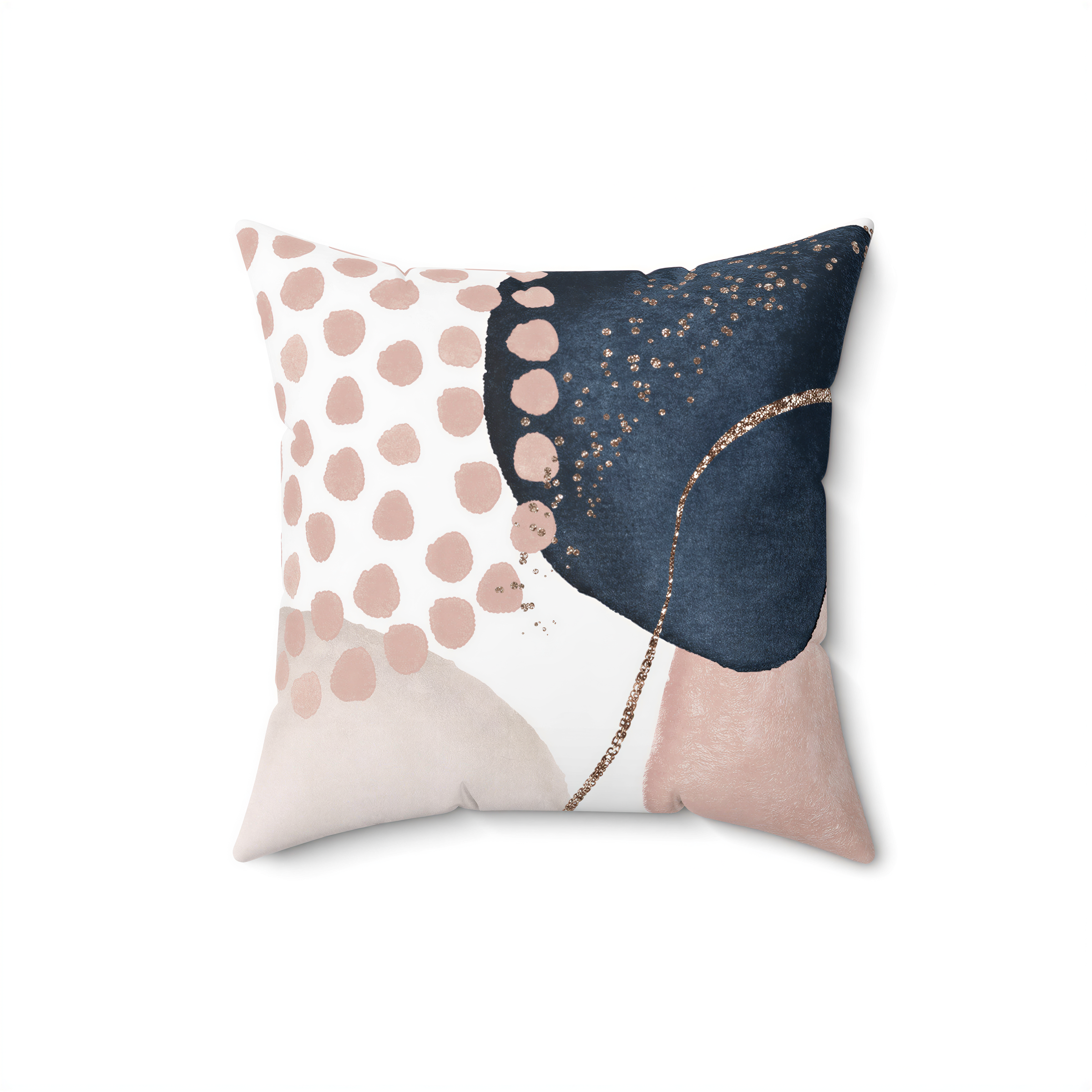 Abstract Pillow Cover Blush Pink Navy close-up of the fabric detail