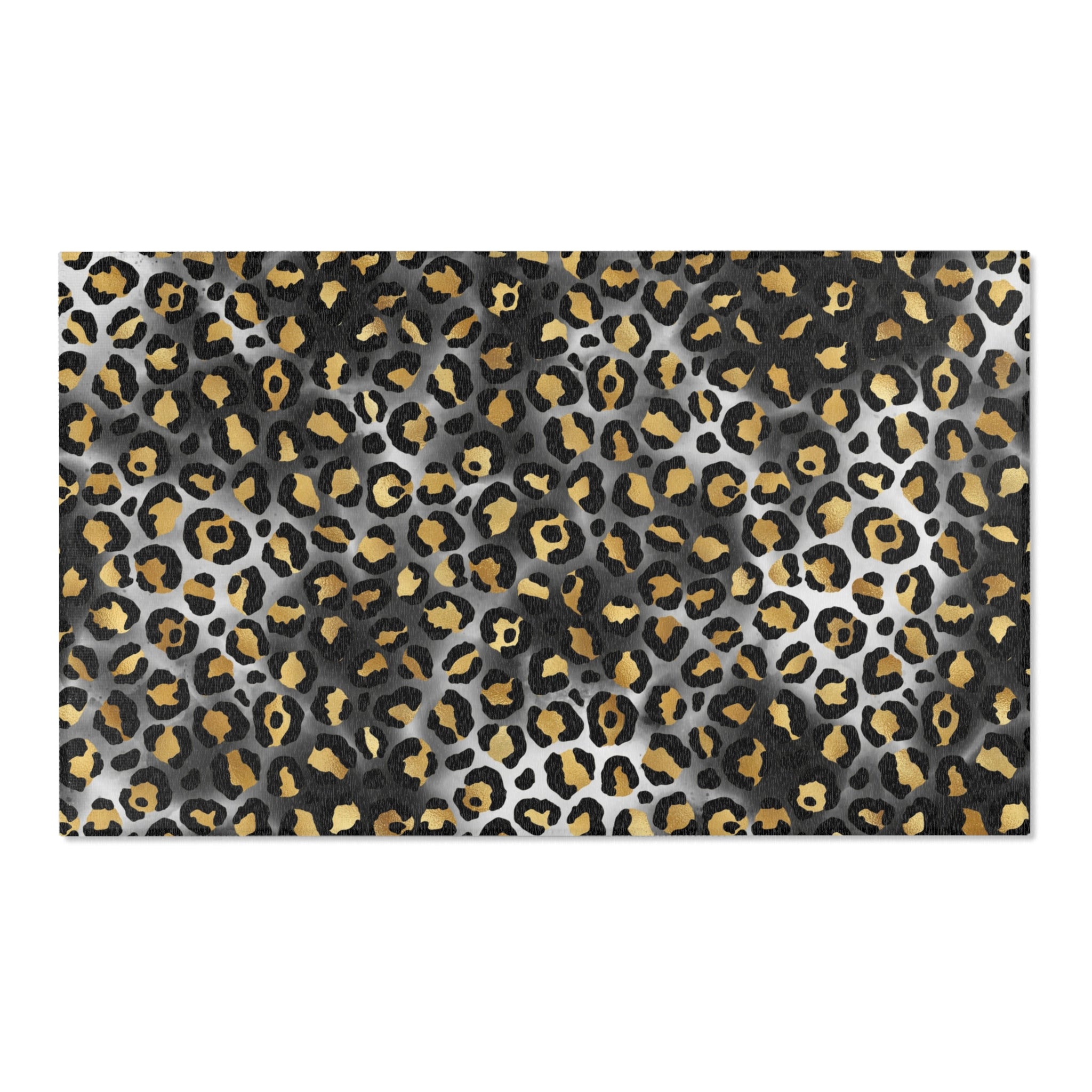 Large Area Rug | Gold Beige, Black Ombre Animal Print