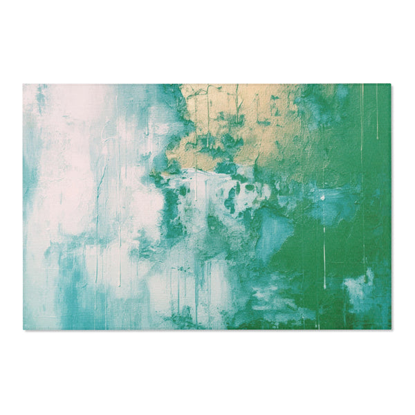 Abstract Boho Area Rug | Modern Emerald Green, Blush Pink, Muted Gold