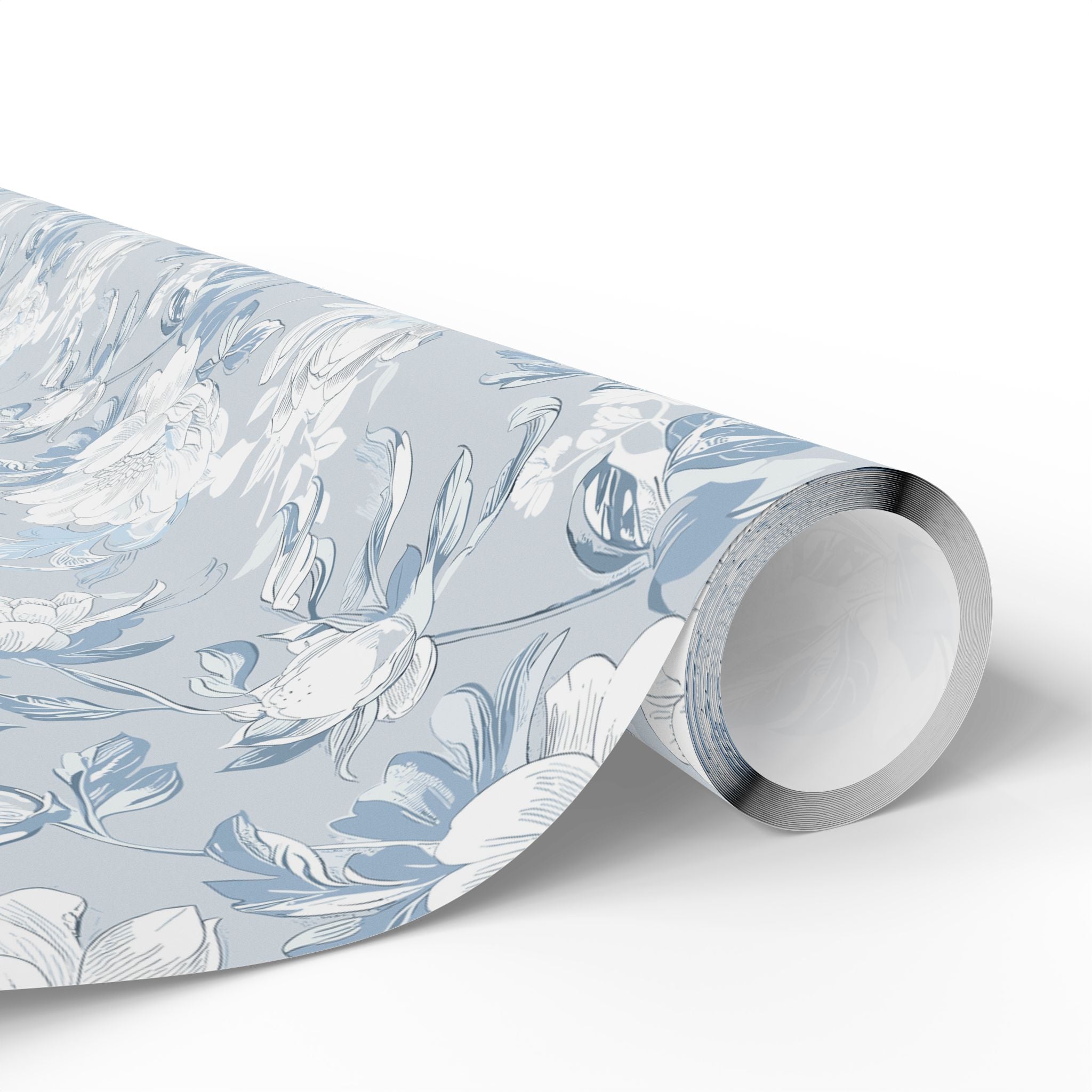 Floral Wrapping Papers, Light Blue Botanical Gift Wrapping for the Holidays, Birthdays