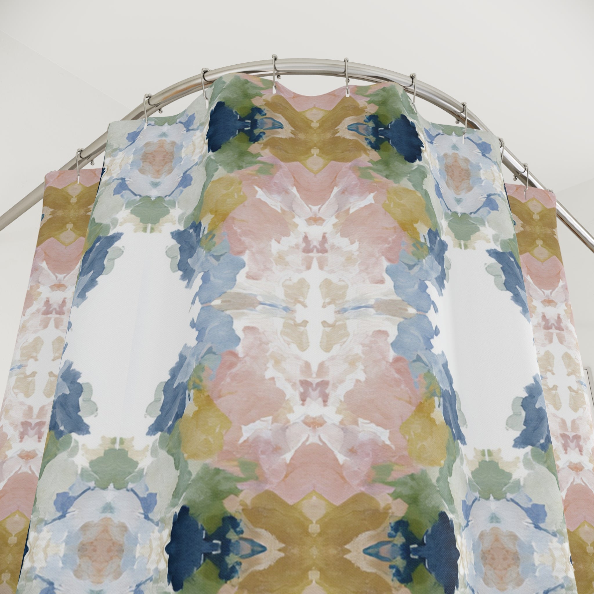 Abstract Shower Curtain | Blue Blush Watercolor Aesthetic