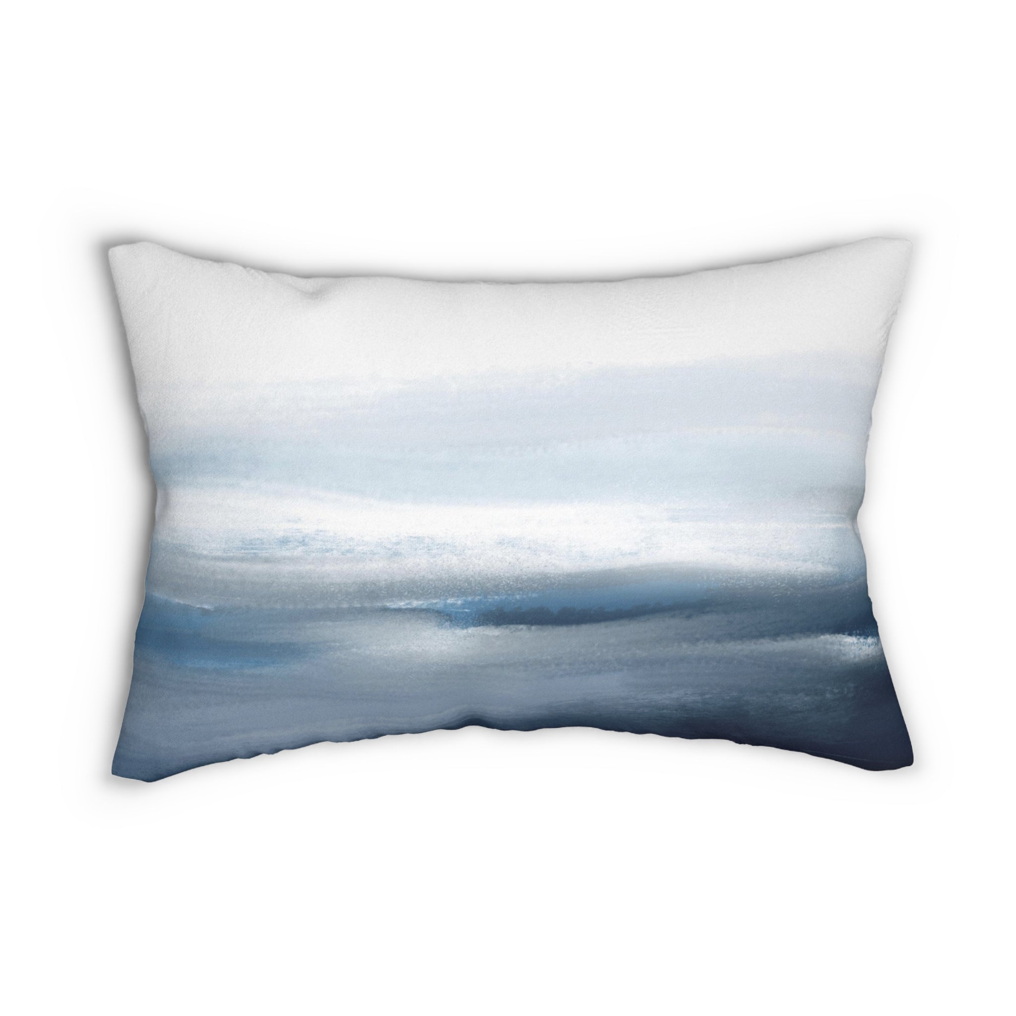 Abstract Lumbar Pillow | Navy Sky Blue Ocean, White Ombre Minimalist