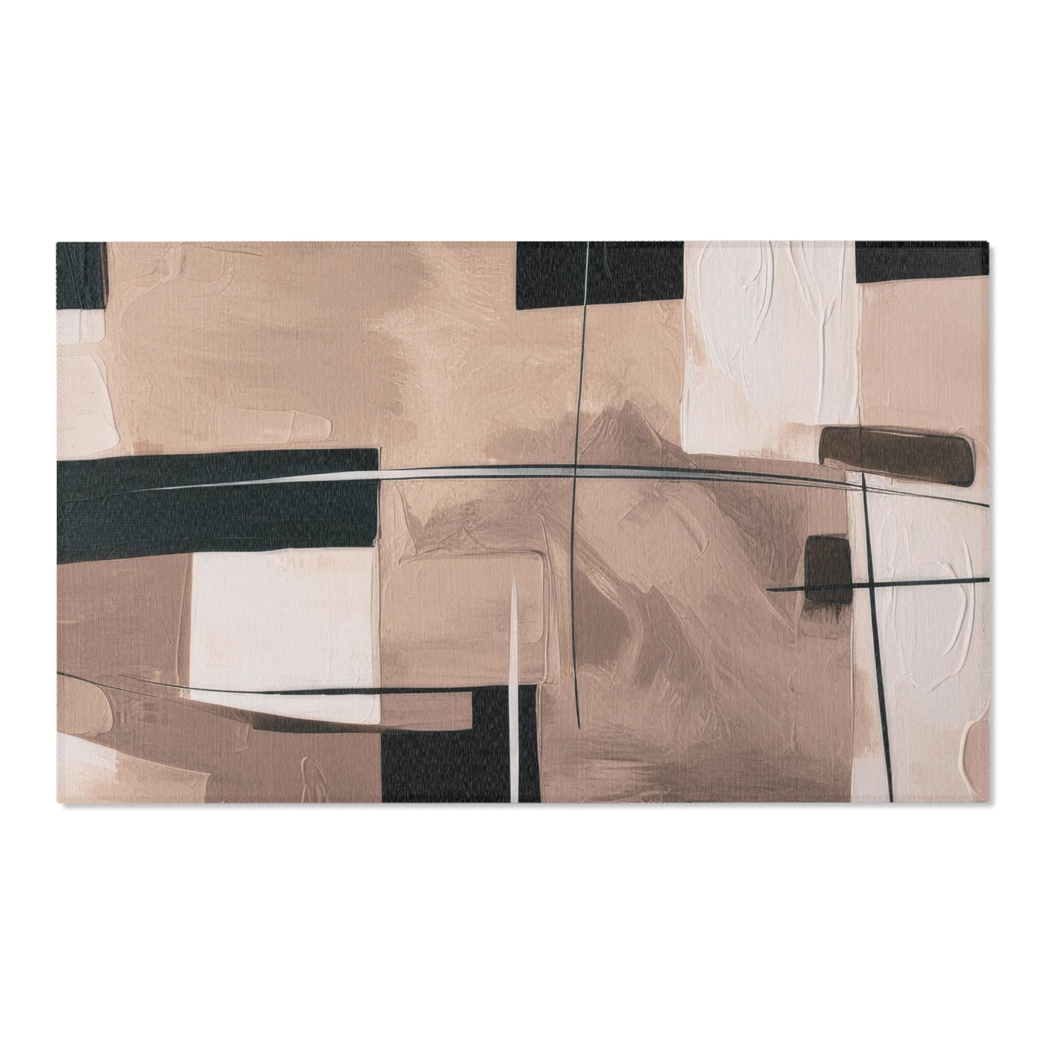 Modern Area Rug | Abstract Geometric Earthy Black Beige