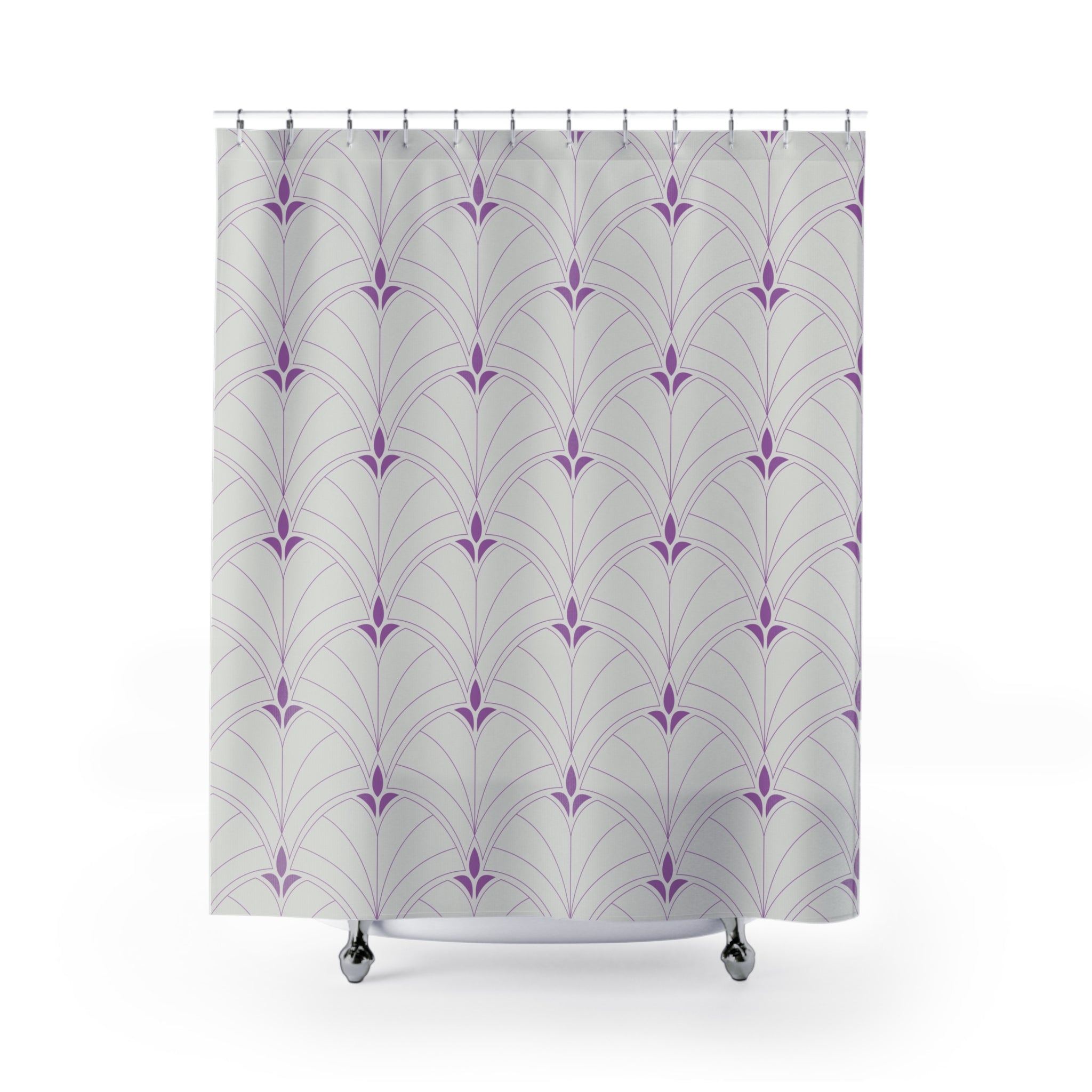 Boho Shower Curtain | Art Deco Grey Purple