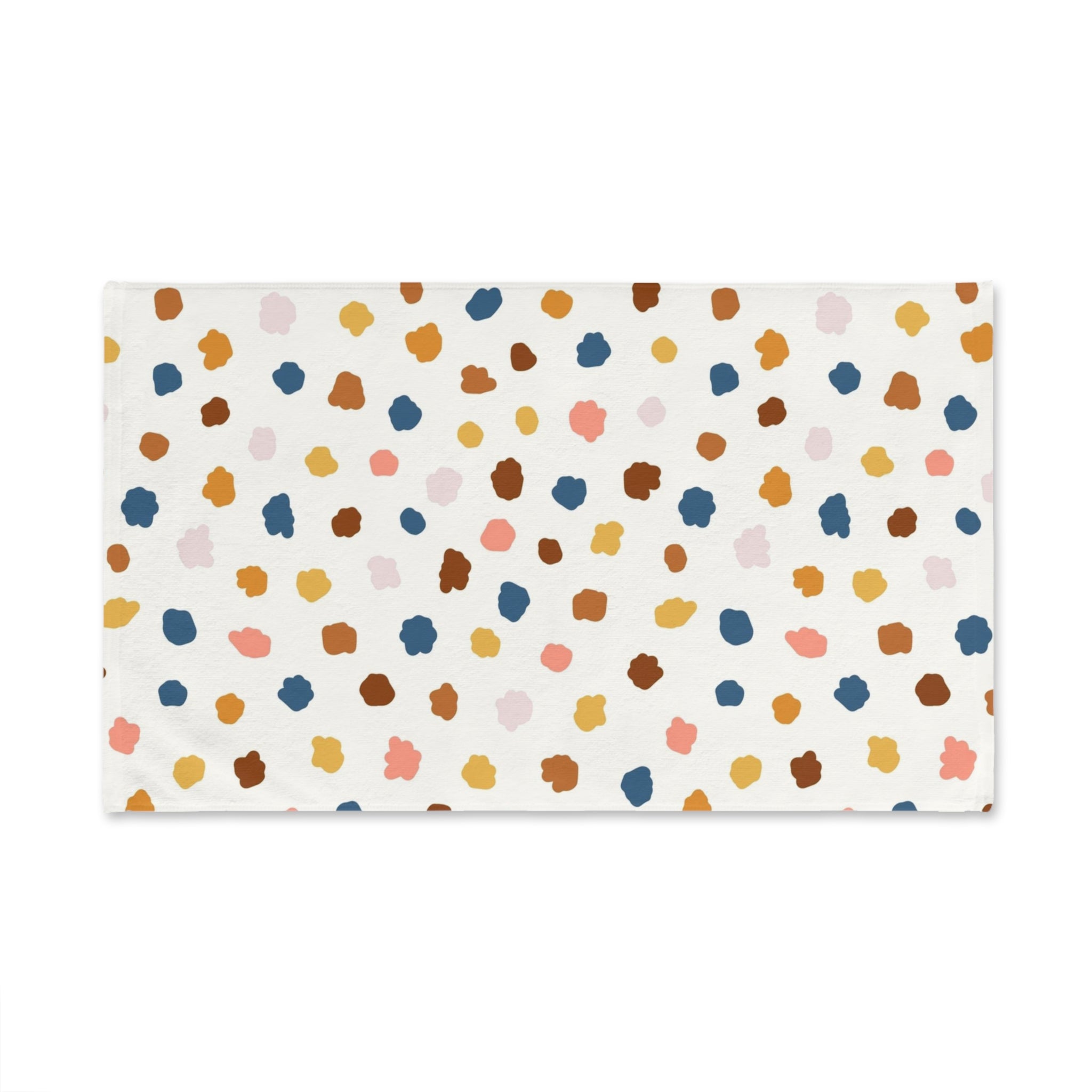 Abstract Boho Kitchen, Bath Hand Towel | Colorful Blue Rust Yellow Pink