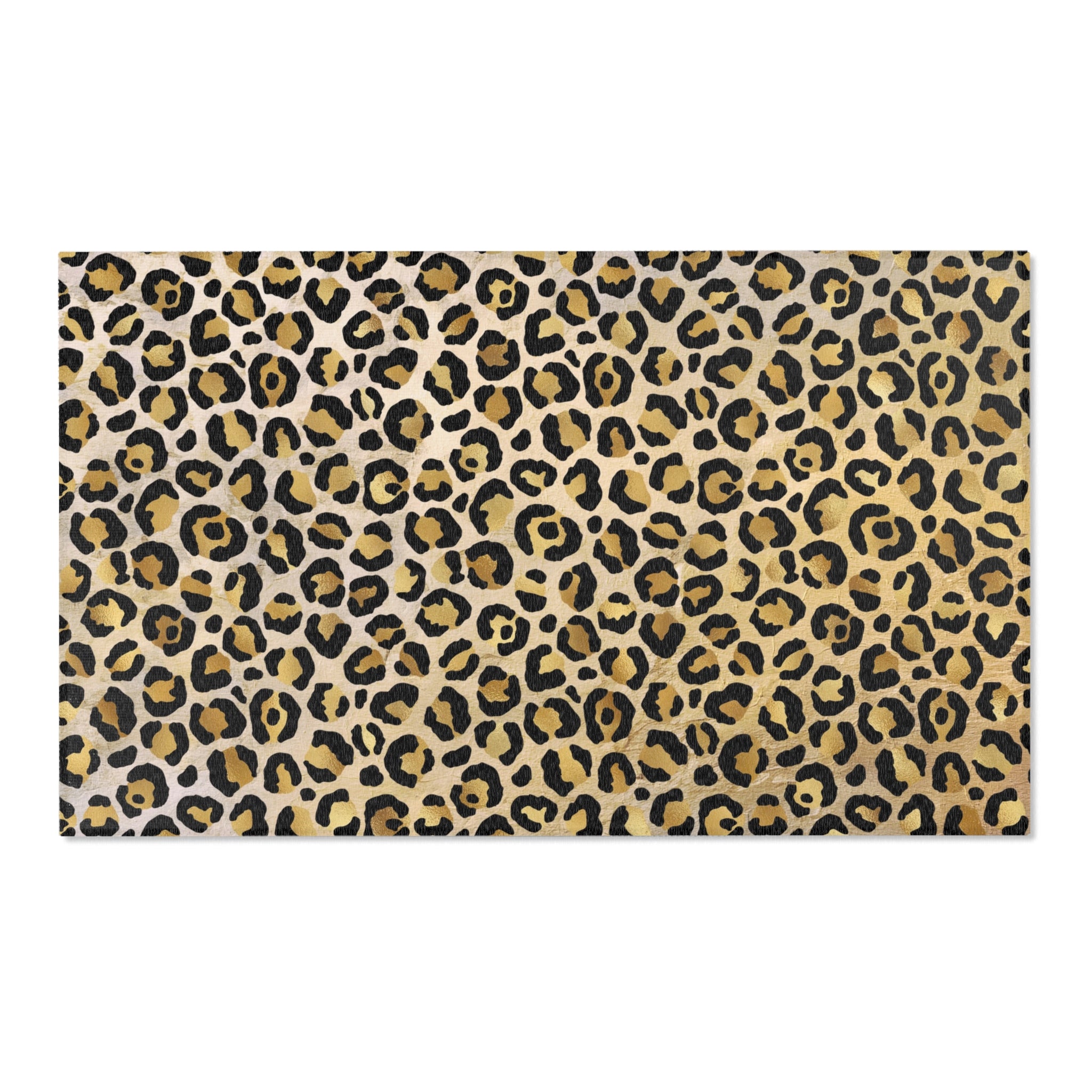 Beige Leopard Large Area Rug | Gold Beige, Black Animal Print