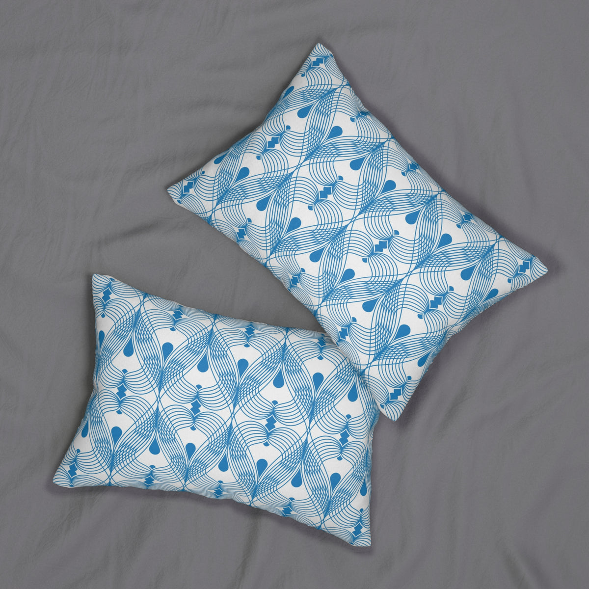 Sky Blue Deco Fan Lumbar Pillow 14x20, Coastal Accent Pillow