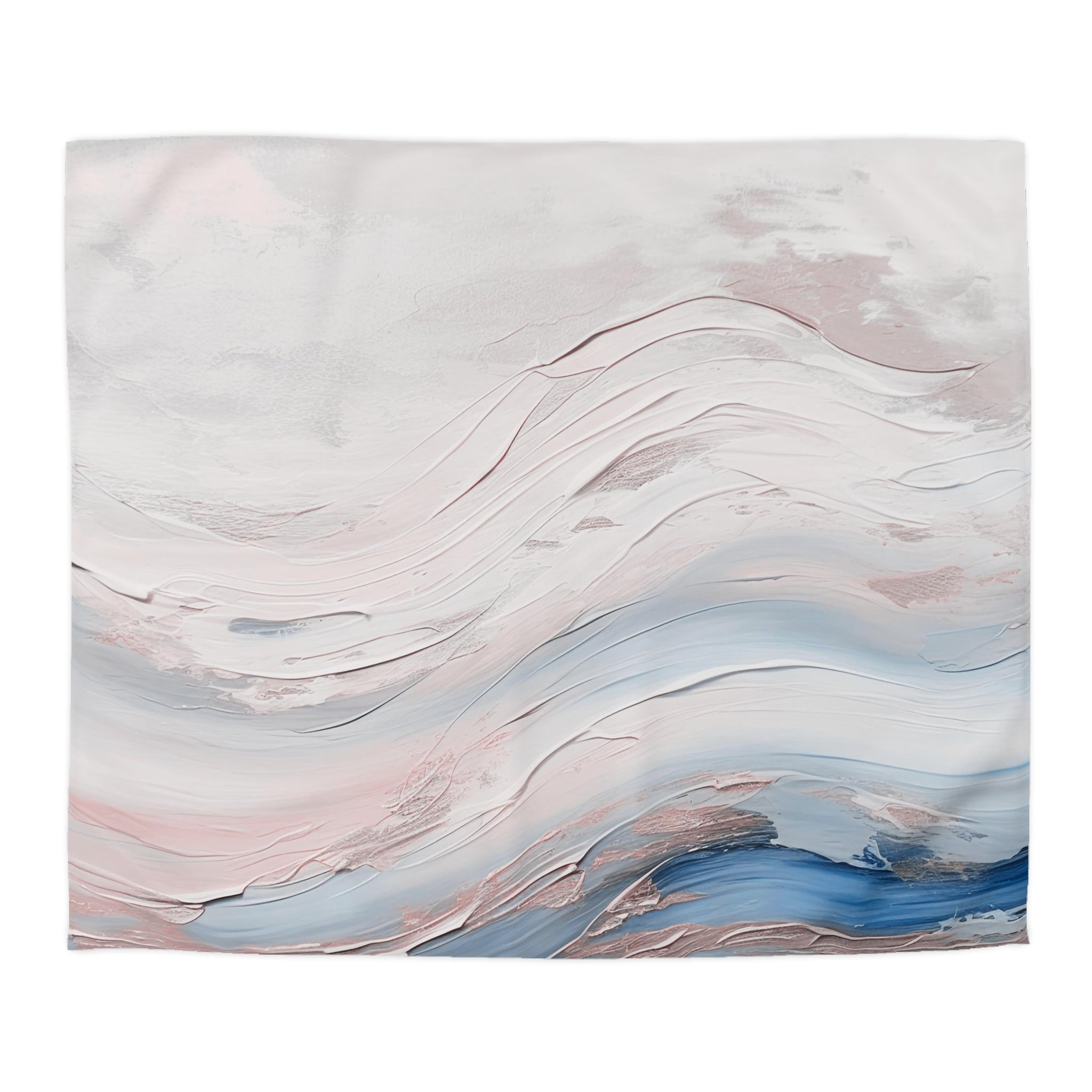 Abstract Duvet Cover | White Blue Waves Bedding Blanket Cover