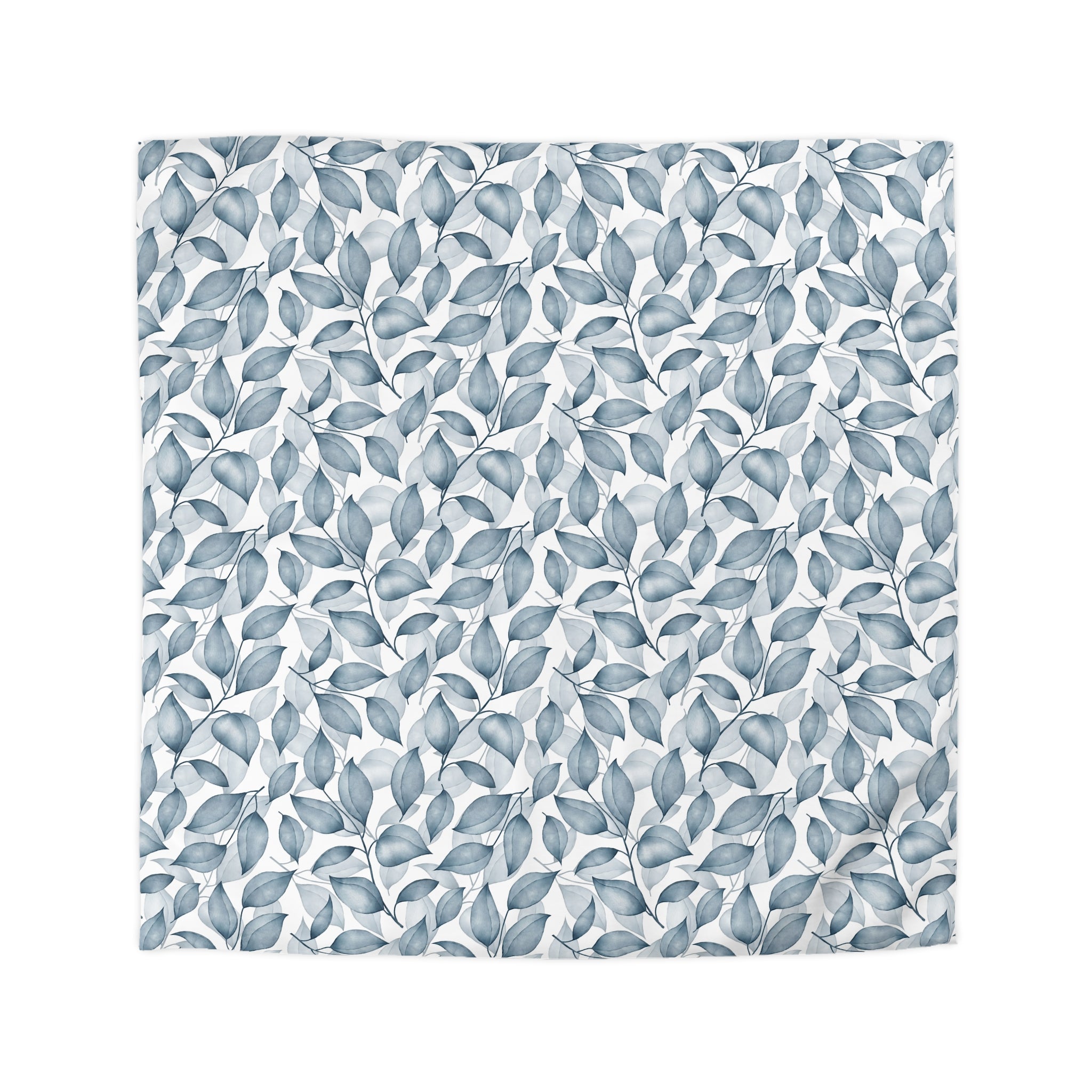 Floral Cotton Duvet, Pillow Cover | Blue White Leaves Bedroom Decor