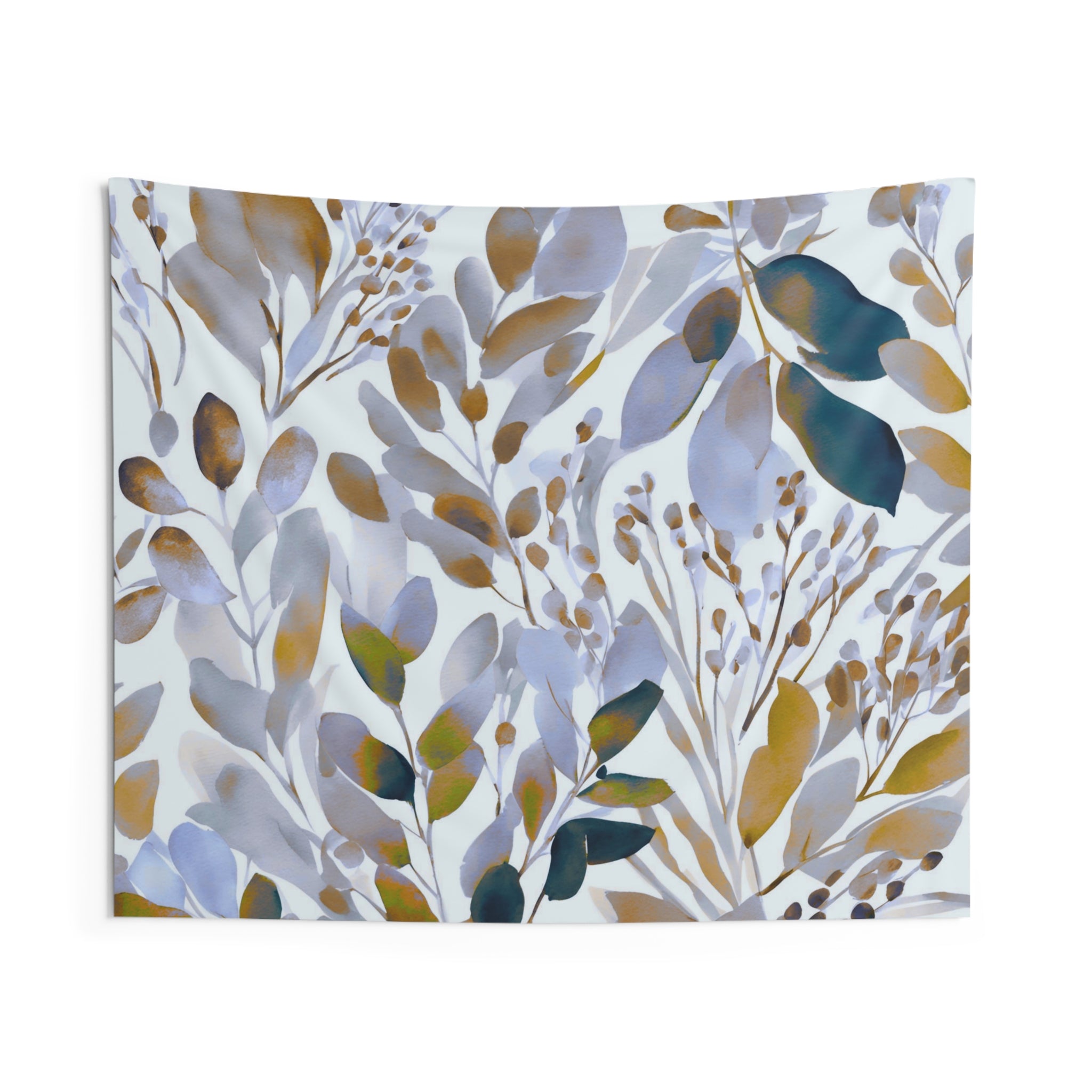 Abstract Wall Hanging Fabric Tapestry; Blue Yellow Watercolor