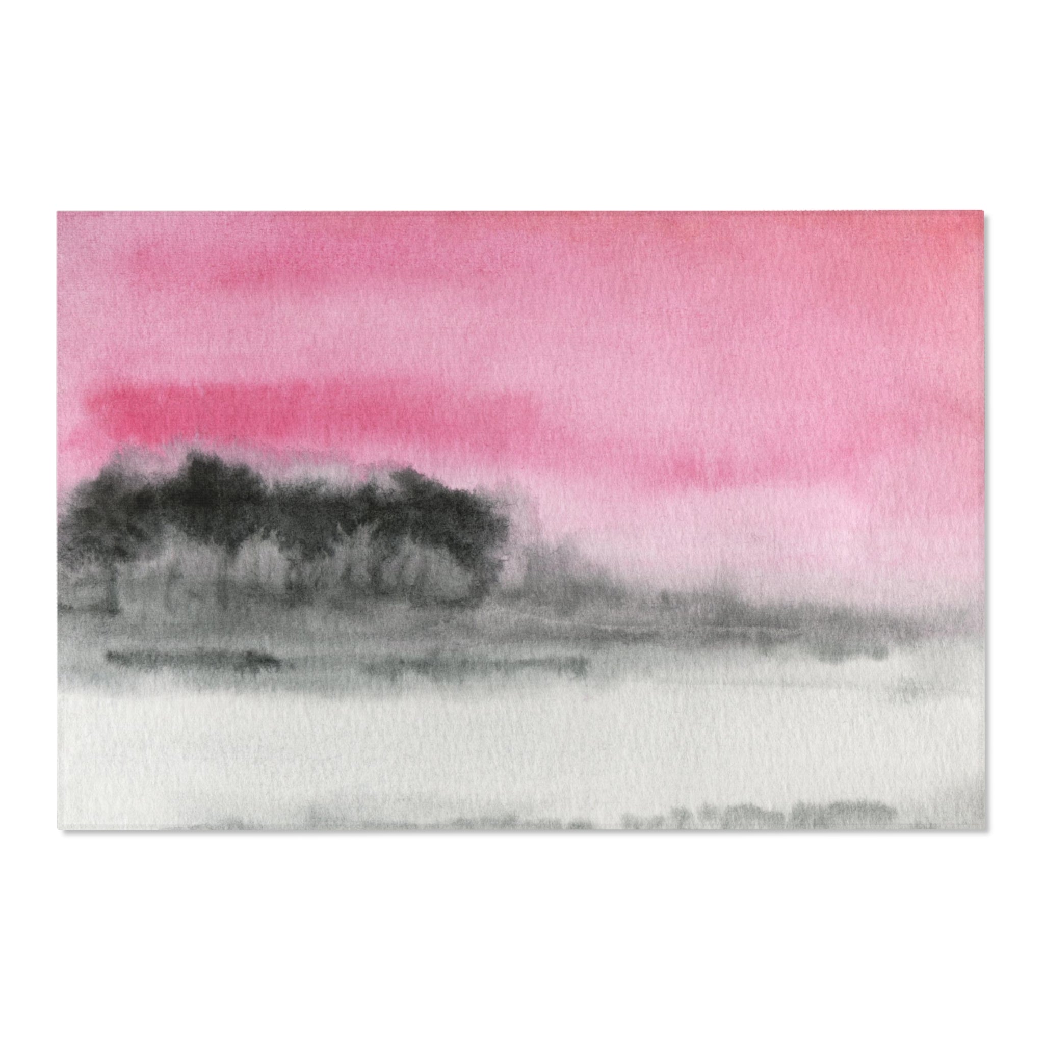 Abstract Area Rug | Pink, Gray Black Ombre, Landscape