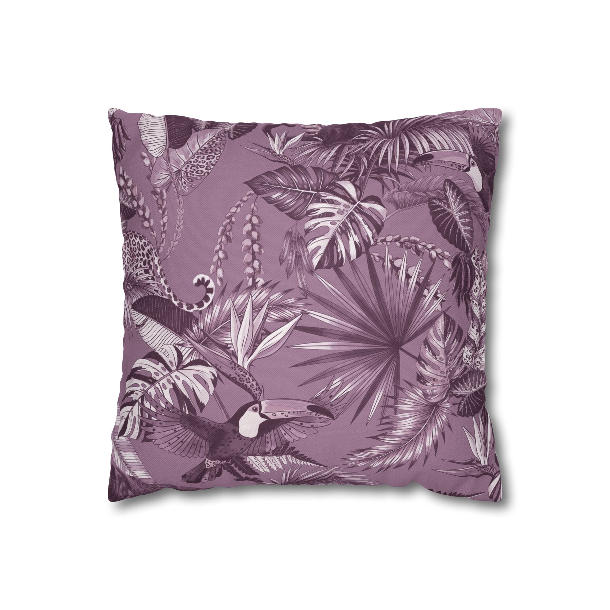 Jungel Throw Pillow Cover, Plum Coastal Nature Decor Cushion