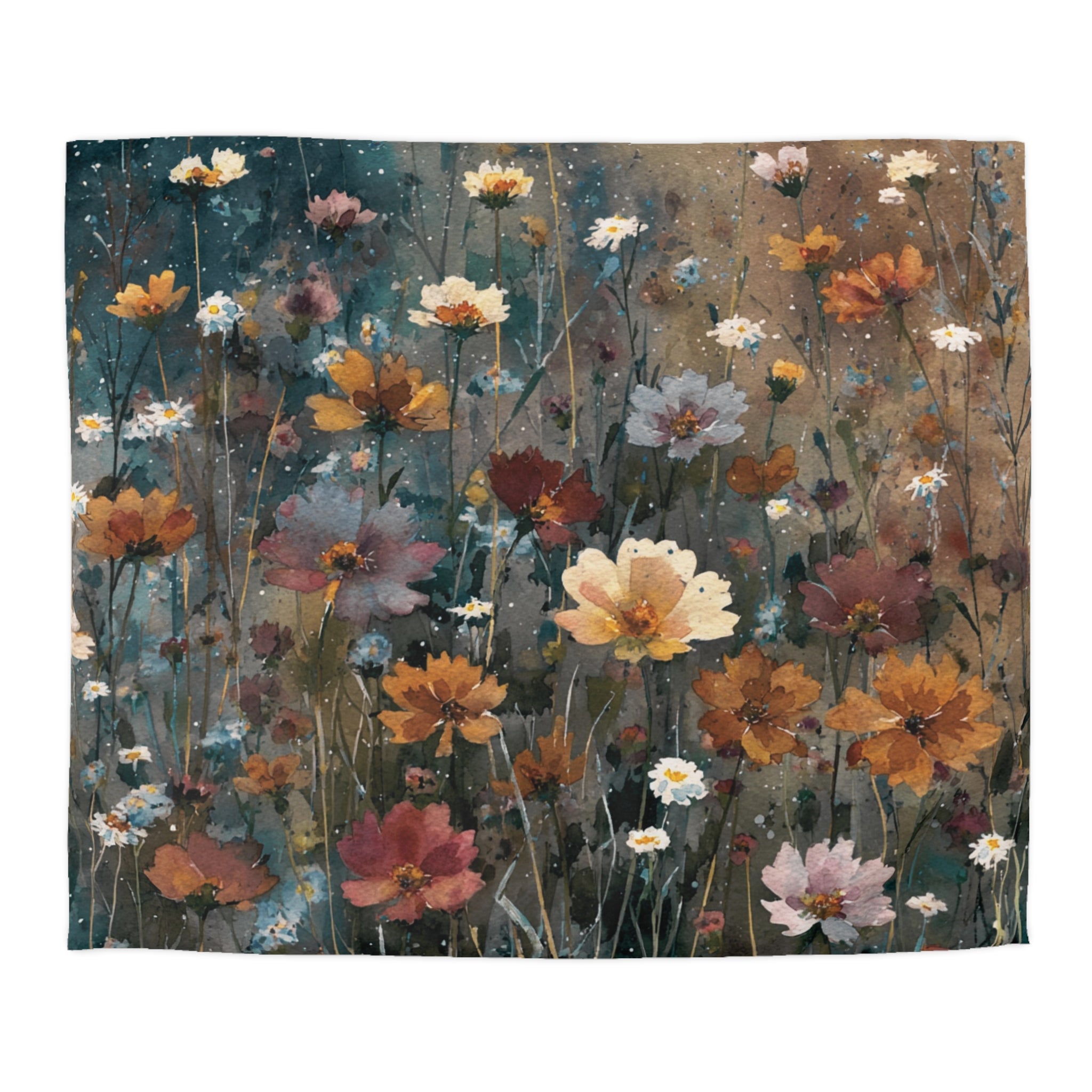 Floral Duvet, Pillow Cover | Teal Orange Bedroom Decor