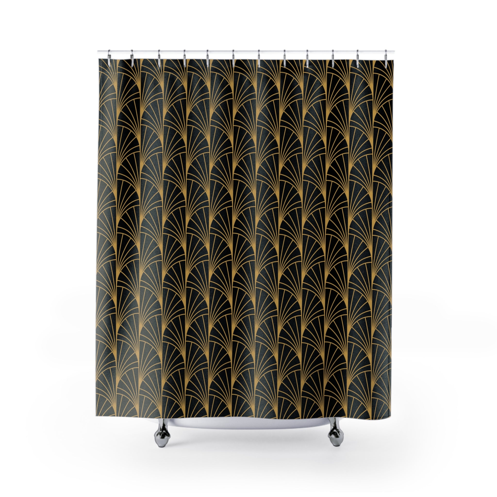 Art Deco Shower Curtain | Black, Gold Beige, Art Nouveau