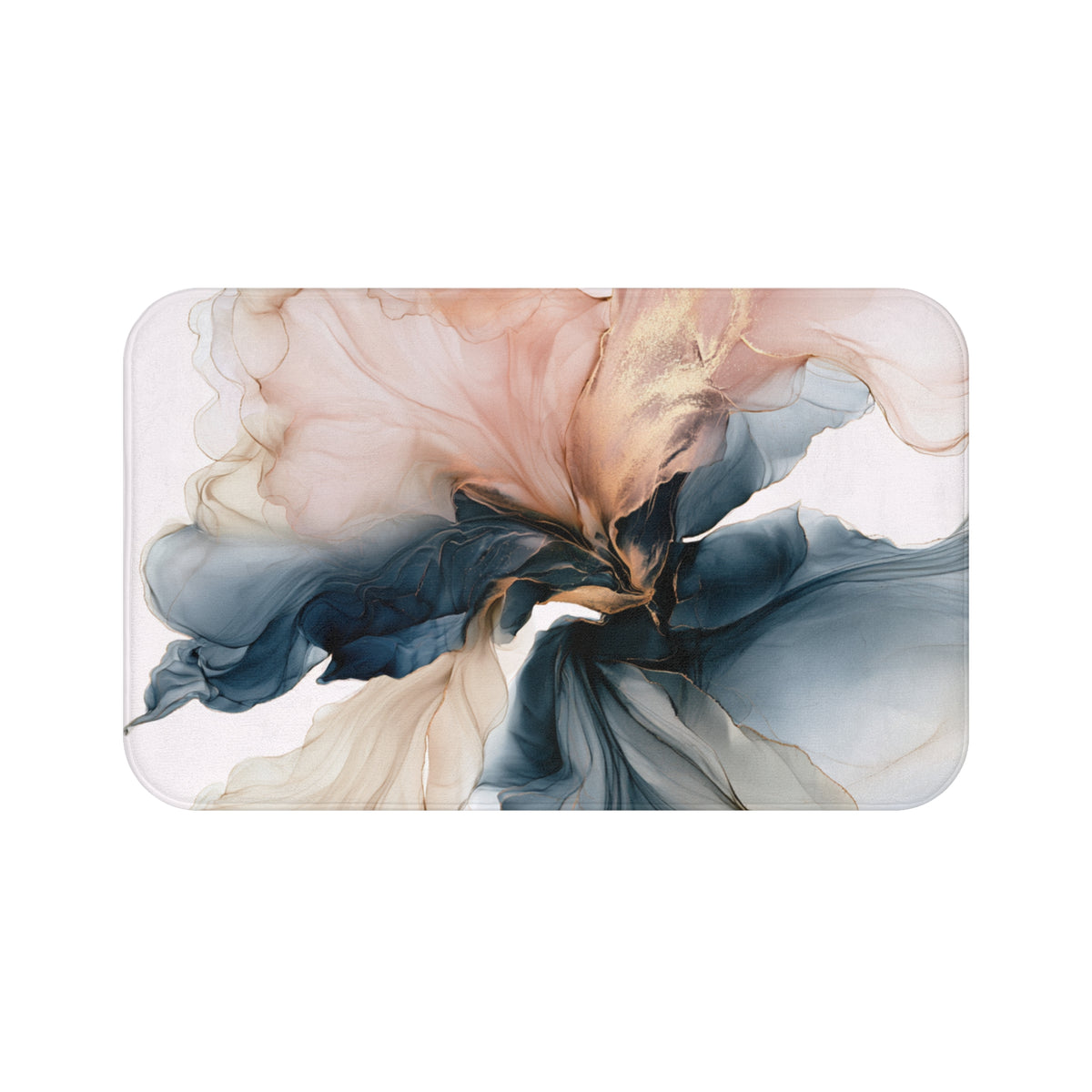 a vibrant abstract floral design with swirling, multicolored petals in shades of blue, pink, and gold.