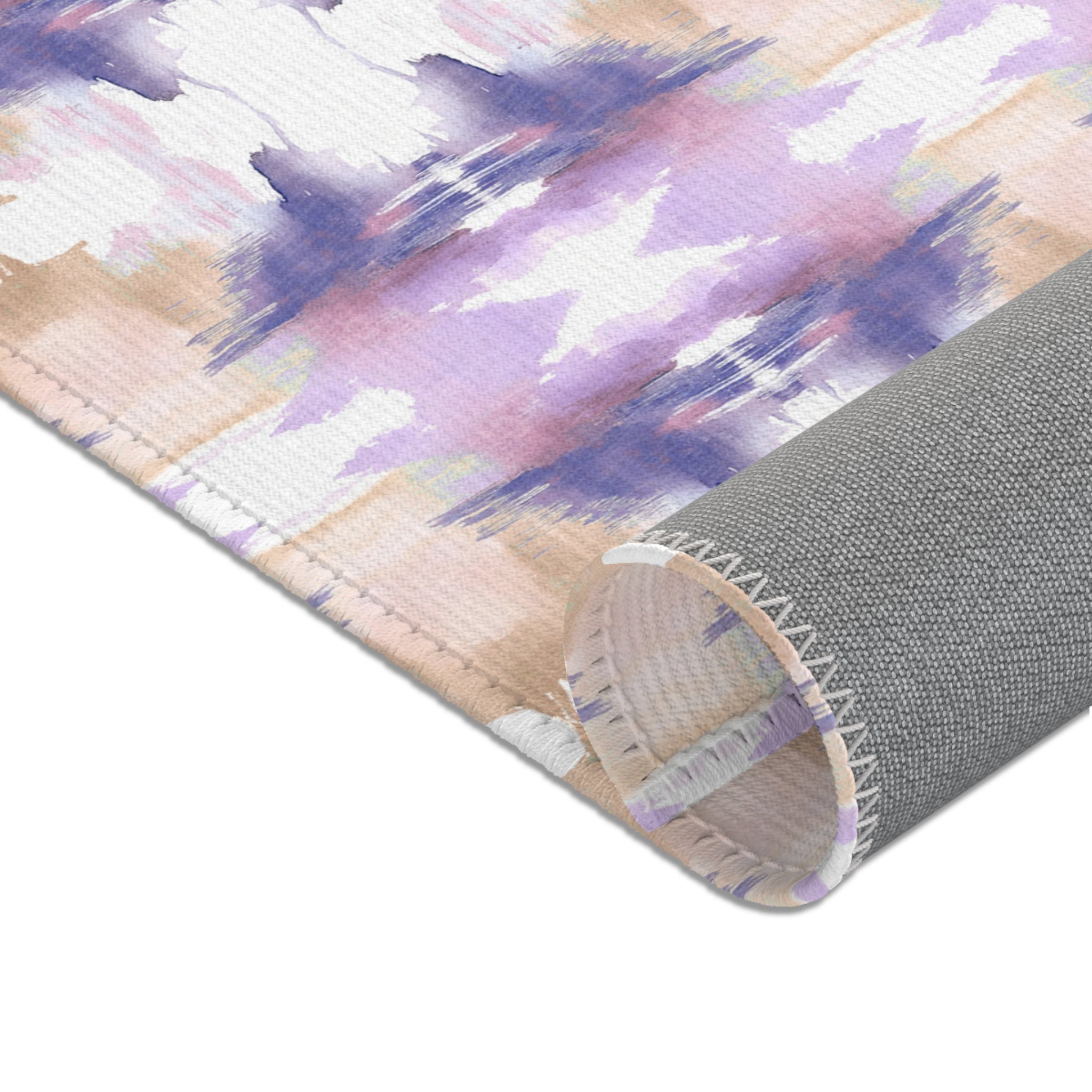 Abstract Large Area Rug | Modern Purple Blue Beige Watercolor Rug