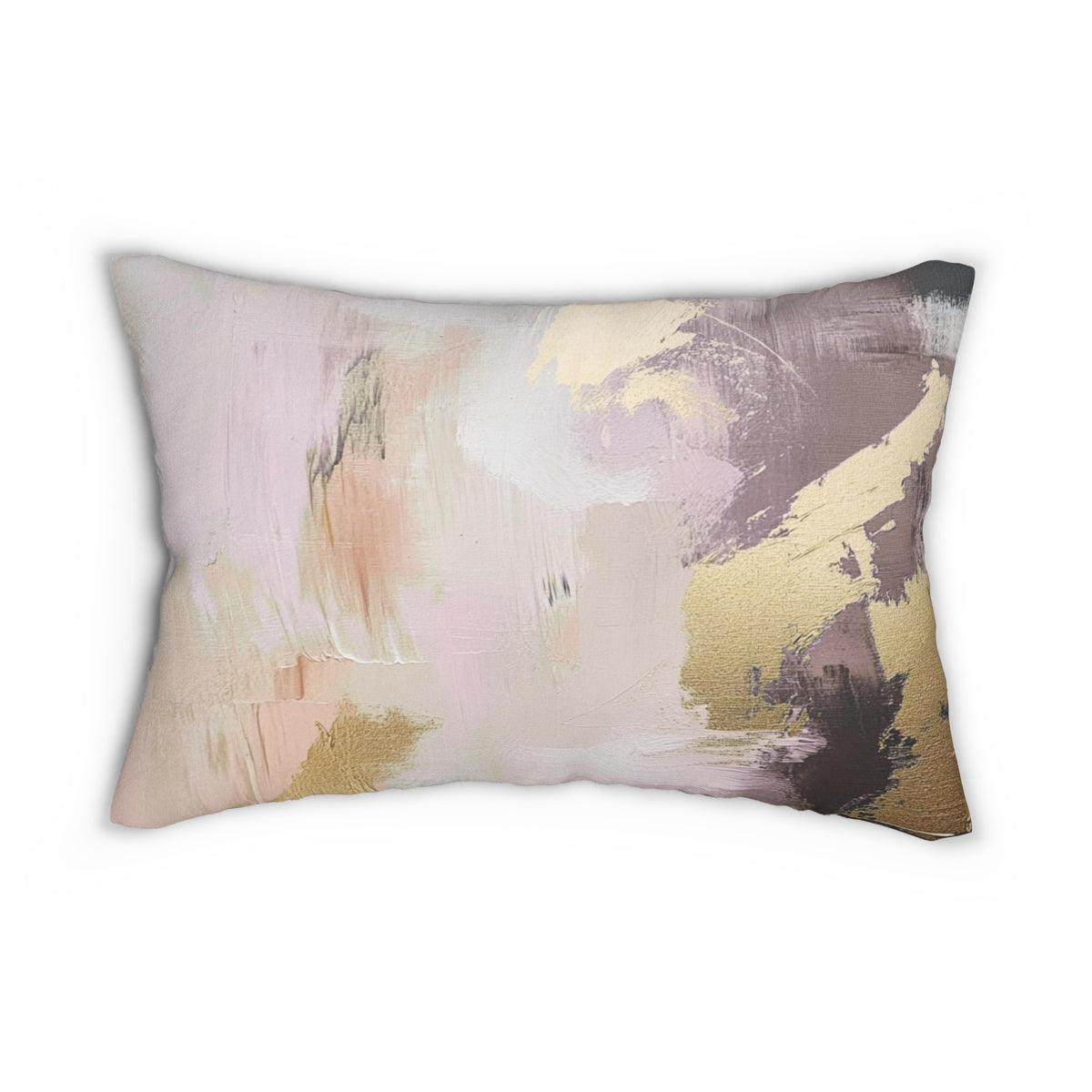 Blush Lilac and Plum Brushstroke Abstract Lumbar Pillow
