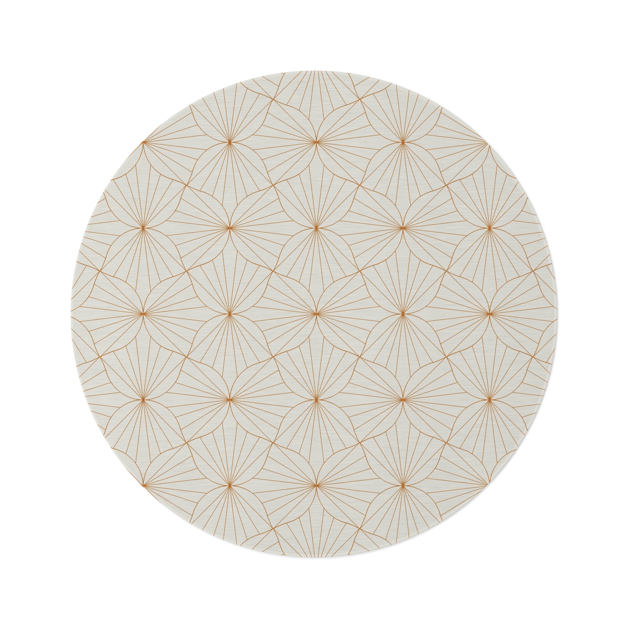 Geometric Round Area Rug | Beige, Rust