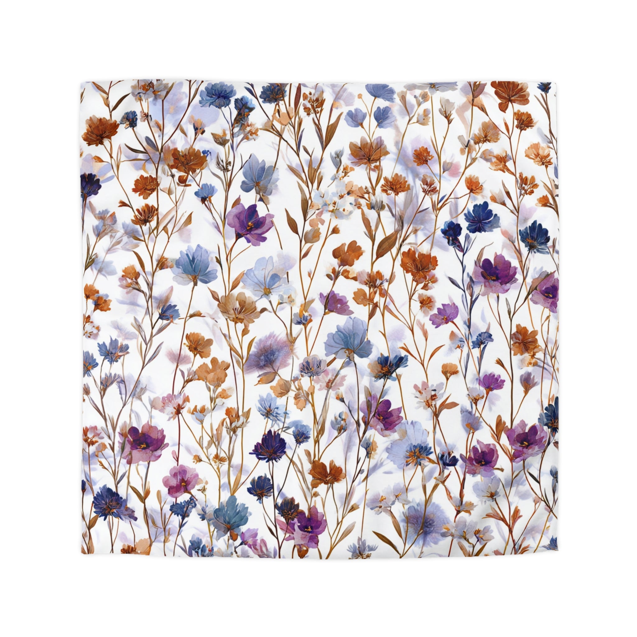 Floral Modern Duvet, Pillow Cover | White Purple Bedroom Decor