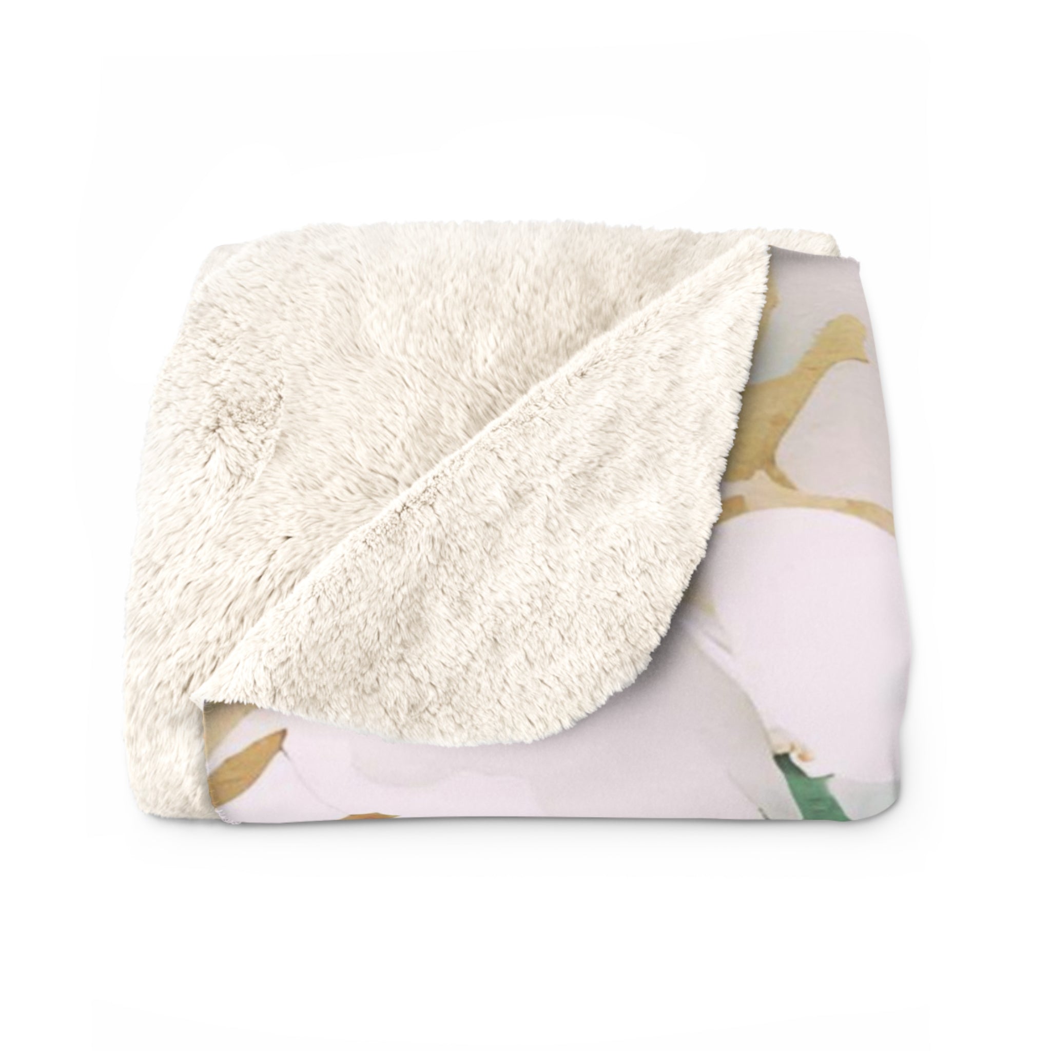 Floral Couch Throw Blanket | Sage Green Muted Gold, Blush Pink