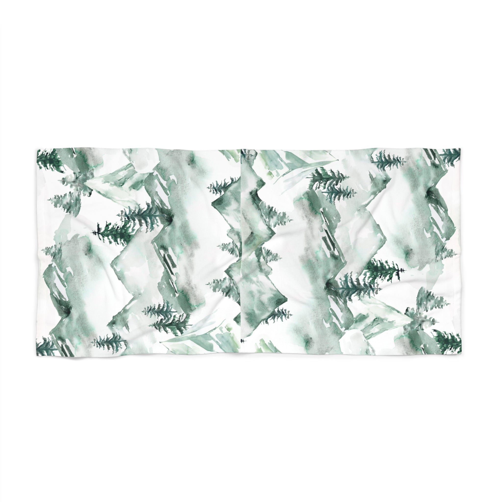 Floral Bath Beach Towel | White Sage Green Boho Mountain