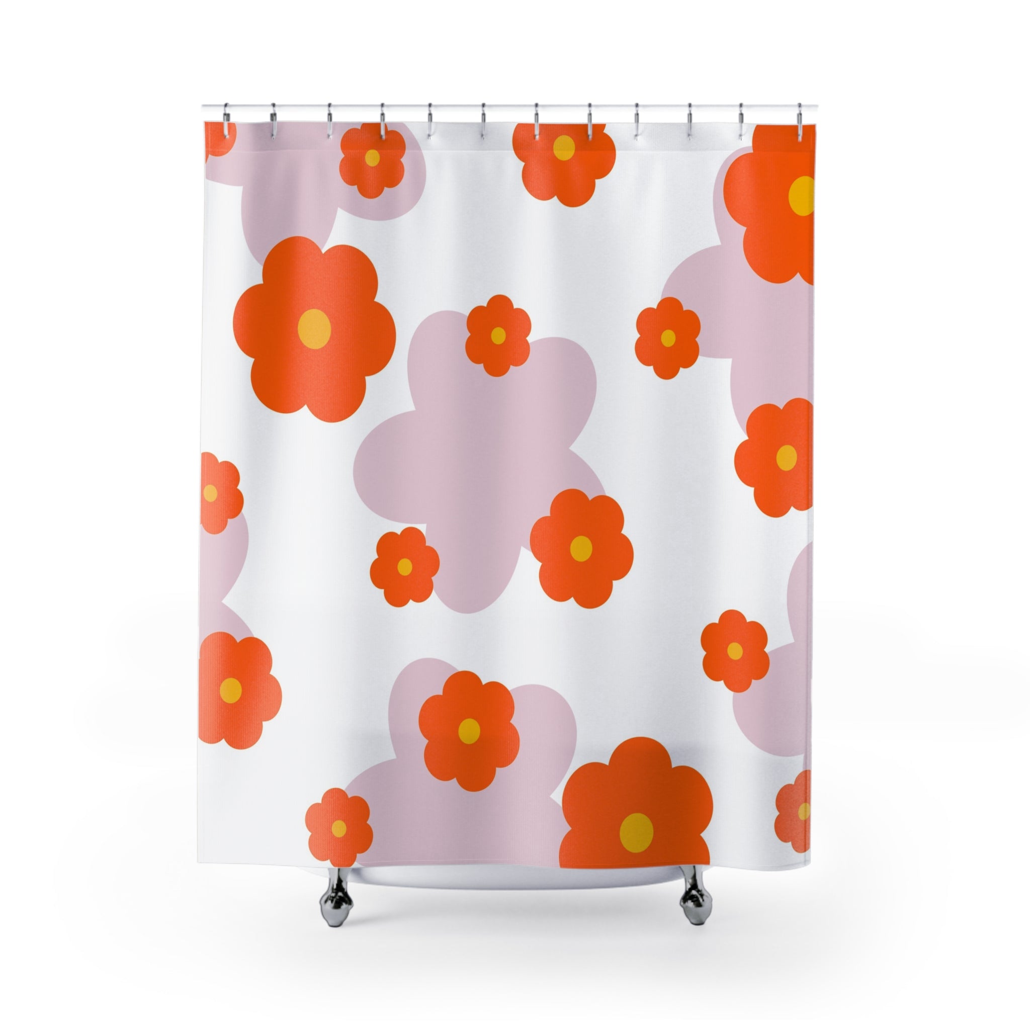 Boho fabric shower curtain | Floral Colorful Bath Curtain