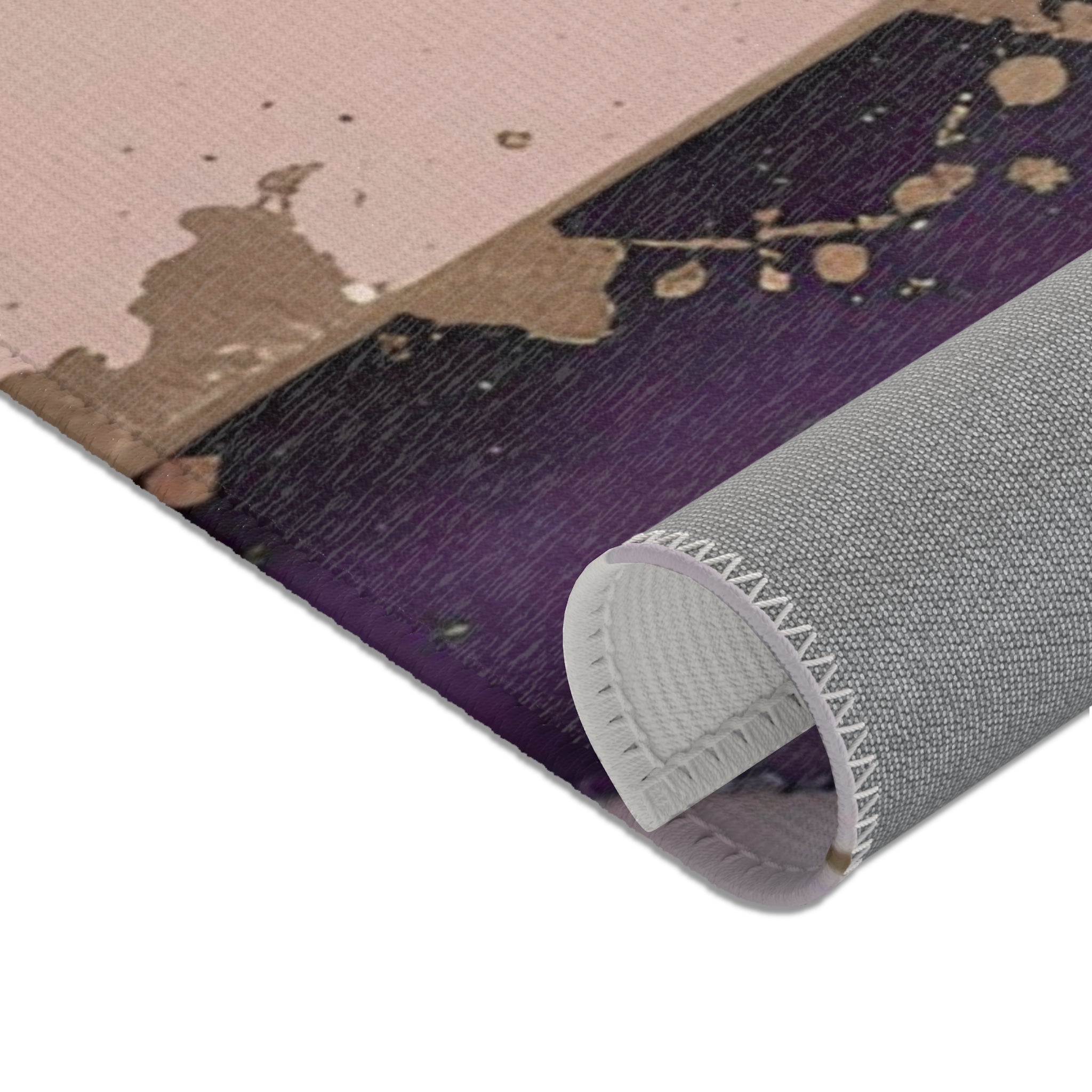 Abstract Area Rug | Geometric Purple Taupe Brown White Watercolor