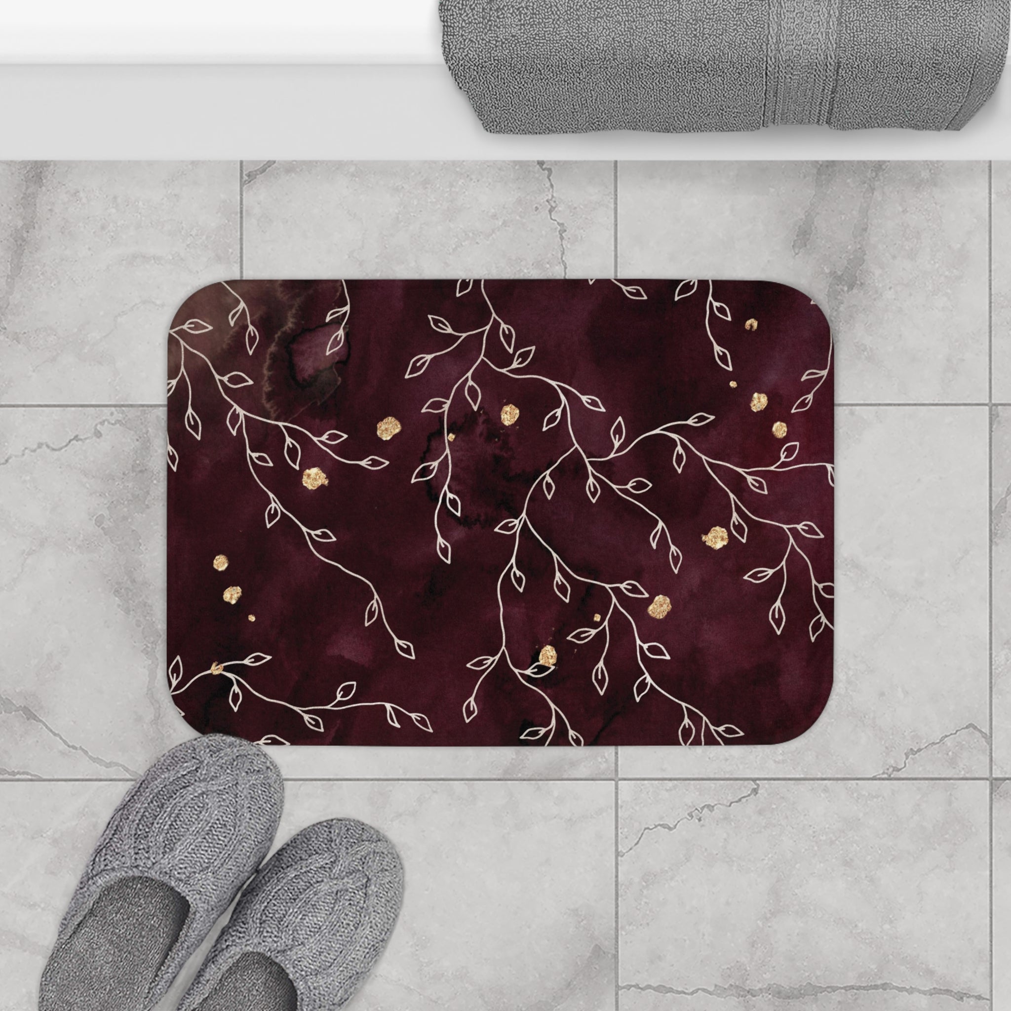 Bath, Kitchen Mat, Rug | Burgundy Watercolor