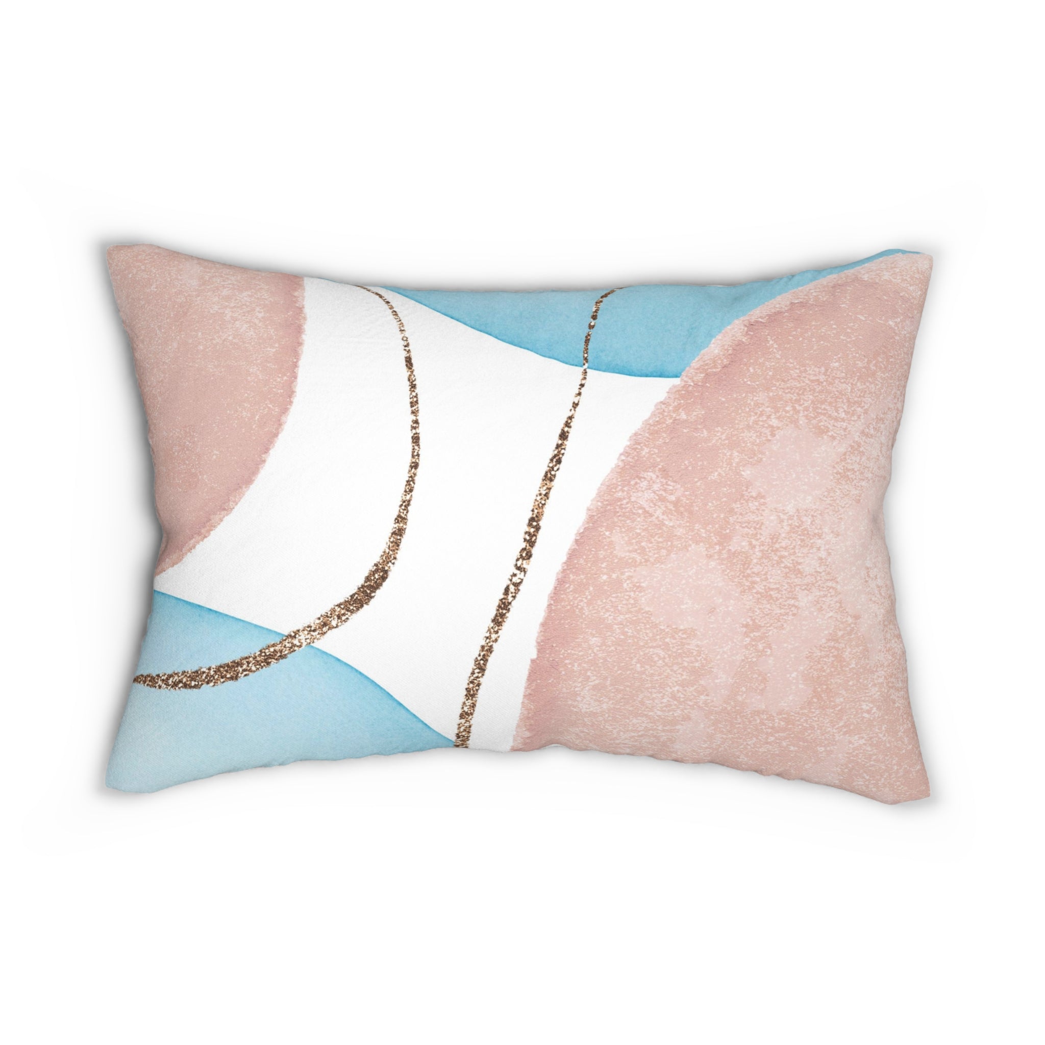 Abstract Lumbar Pillow | Blush Pink, White Blue