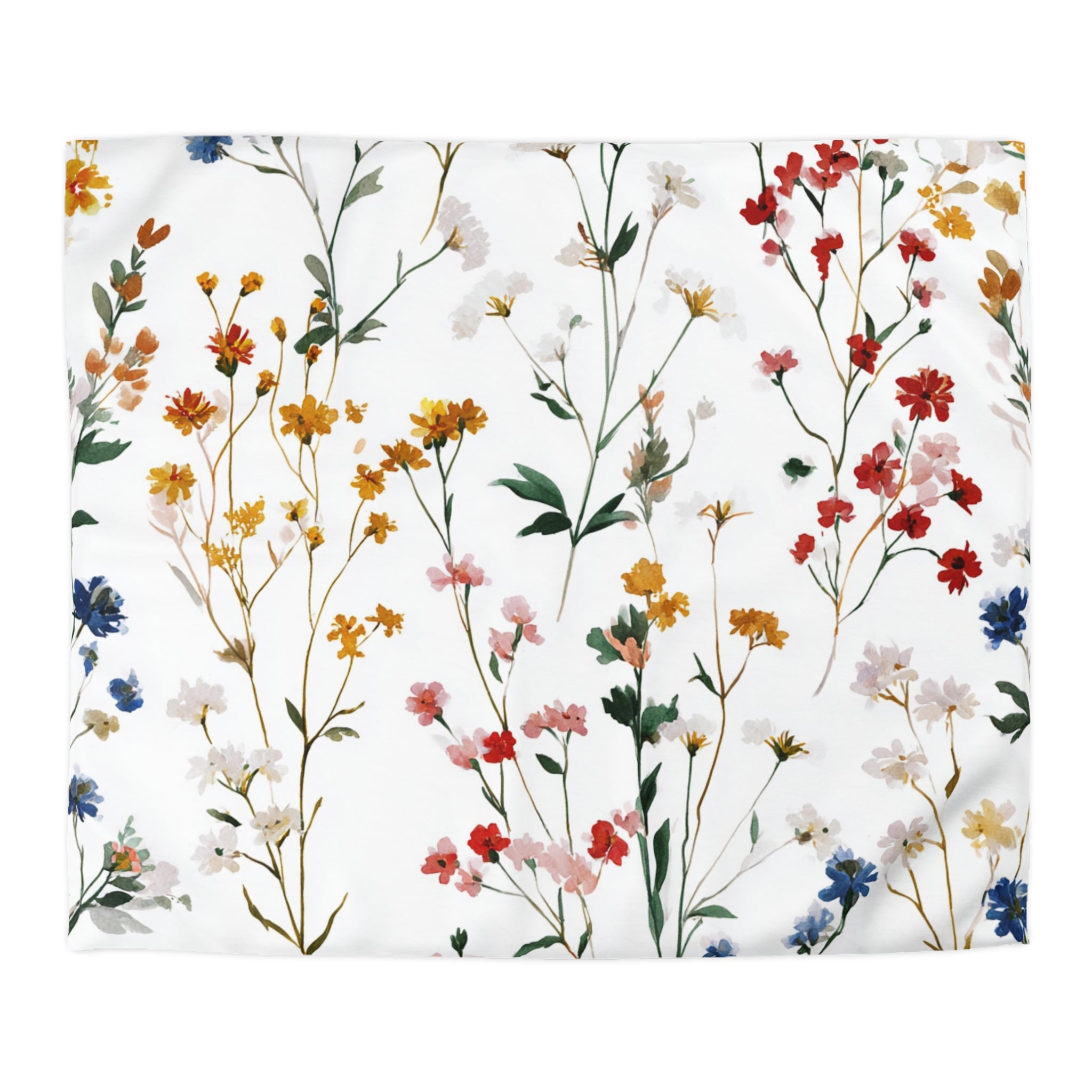 Floral Modern Duvet, Pillow Cover | White Pink Bedroom Decor