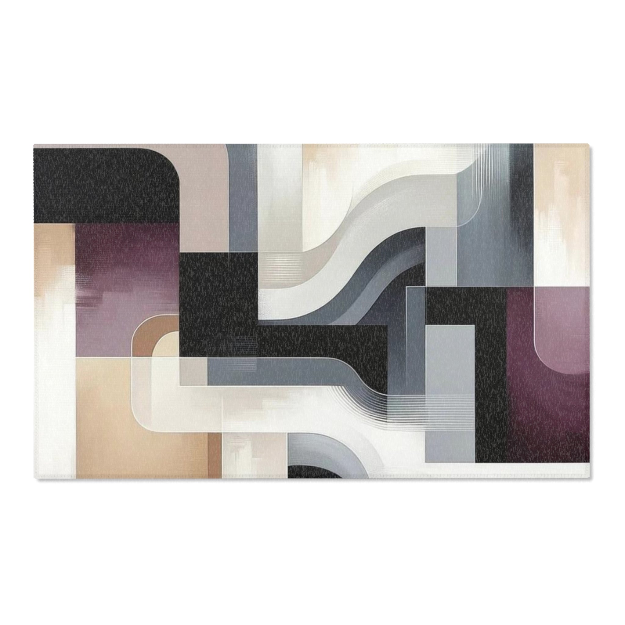 Modern Area Rug | Abstract Geometric Grey Purple Beige