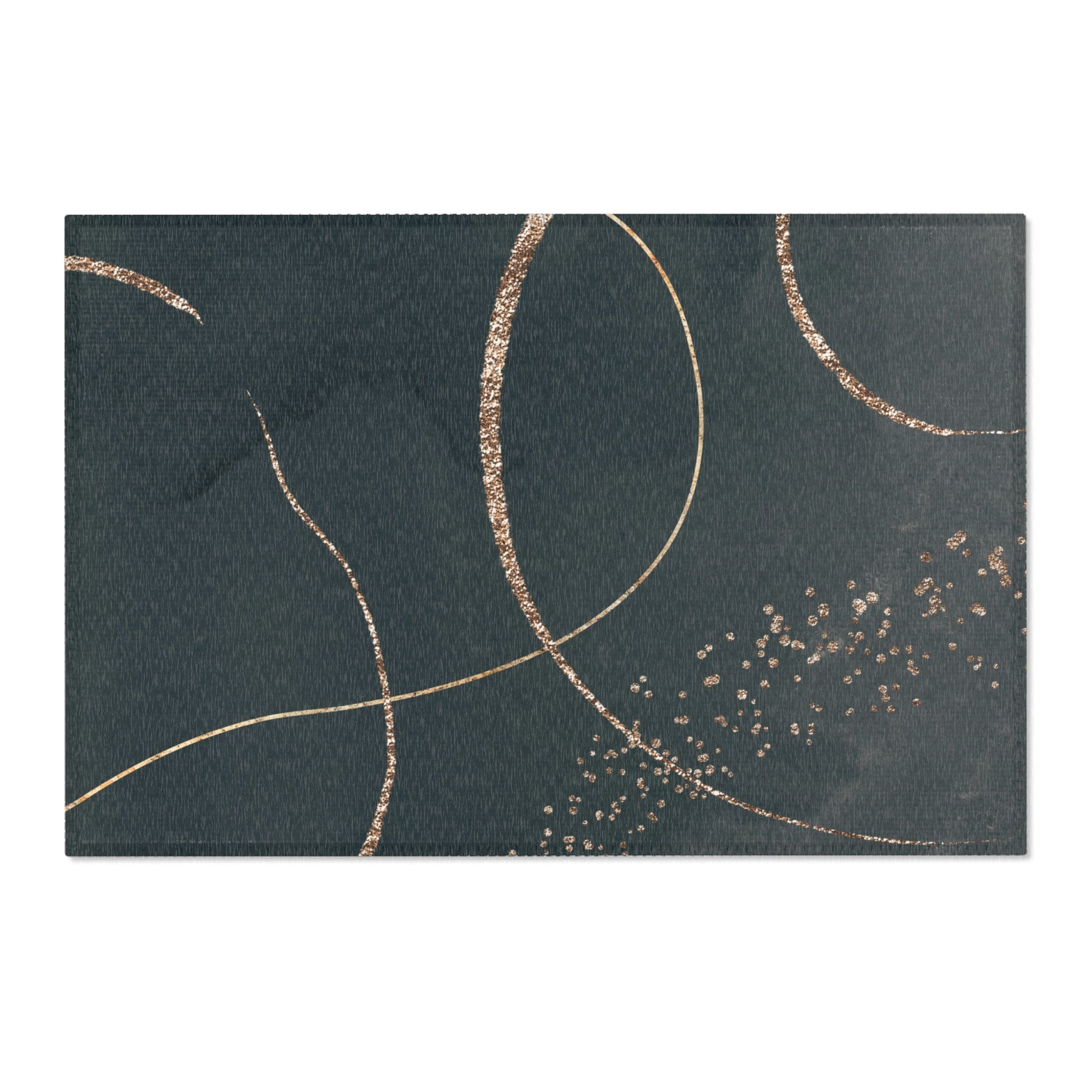 Abstract Boho Area Rug | Dark Grey, Muted Gold Beige Watercolor