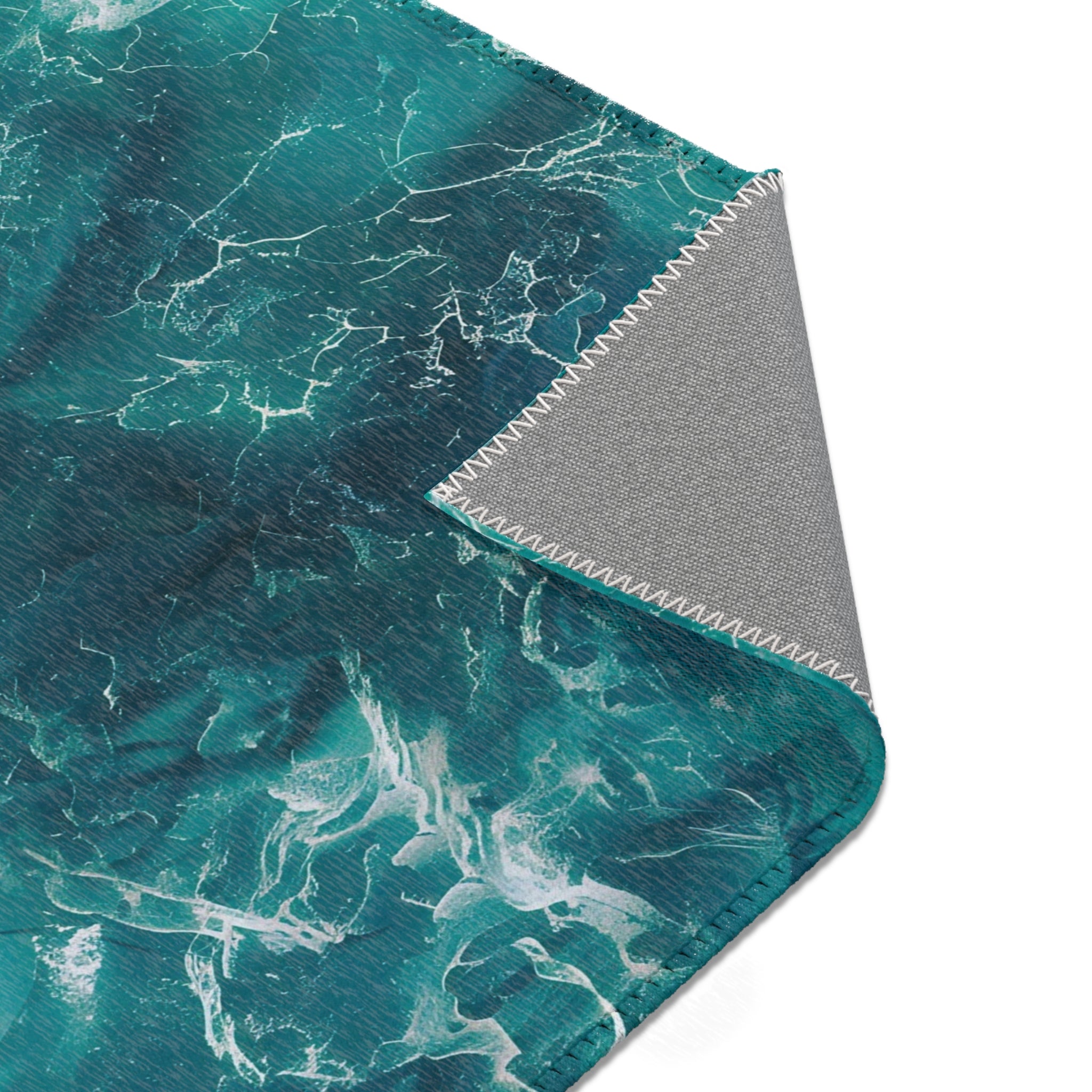 Abstract Area Rug | Teal Green Ocean Watercolor