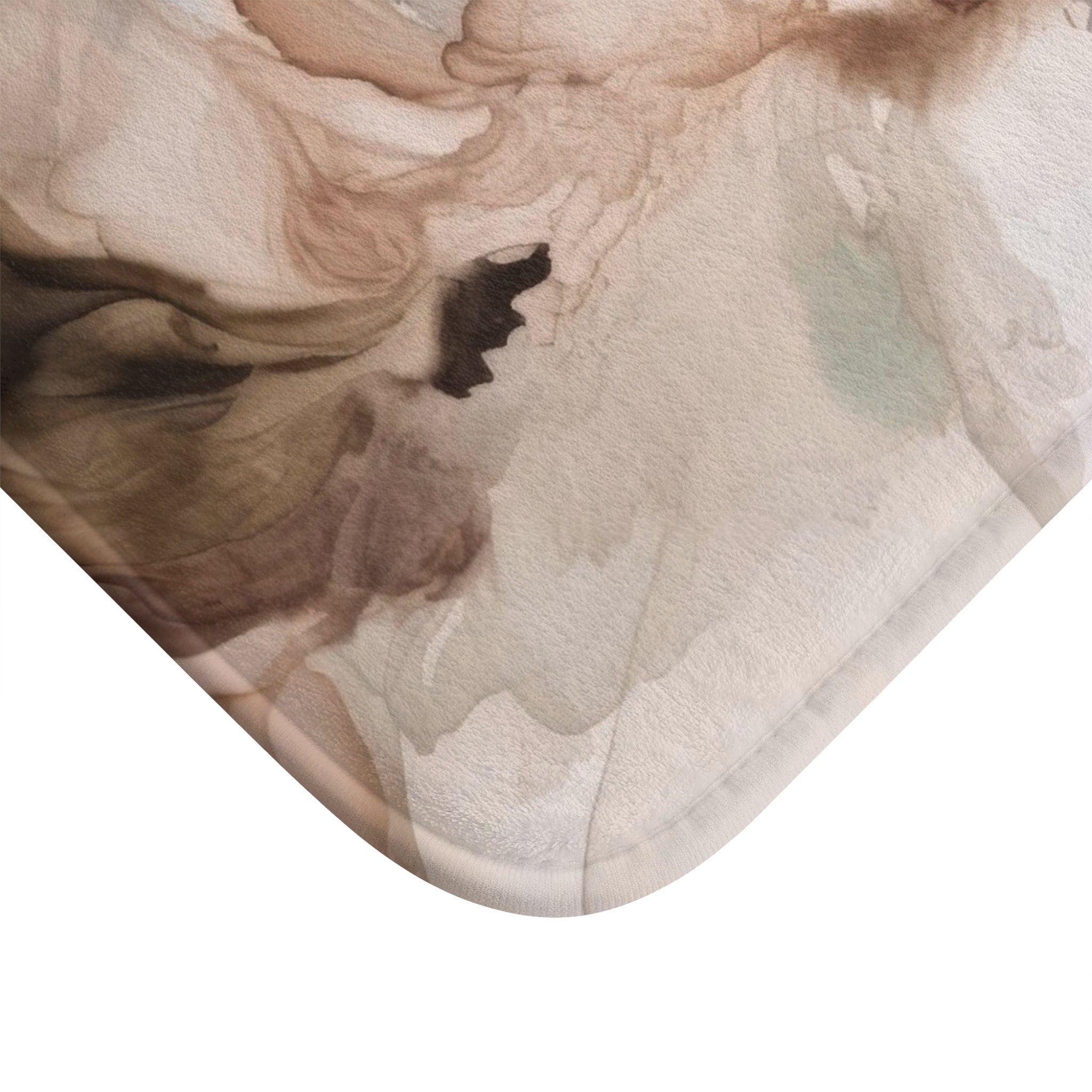 Boho Abstract Floral Bath Mat | Mauve Pink, Taupe Beige Kitchen Mat
