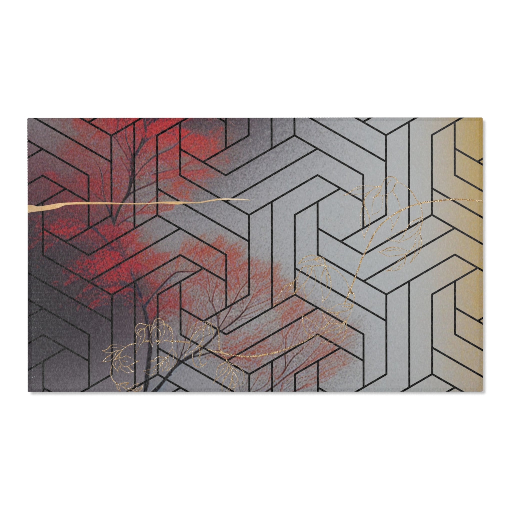 Abstract Colorful Area Rug | Geometric Grey Rug