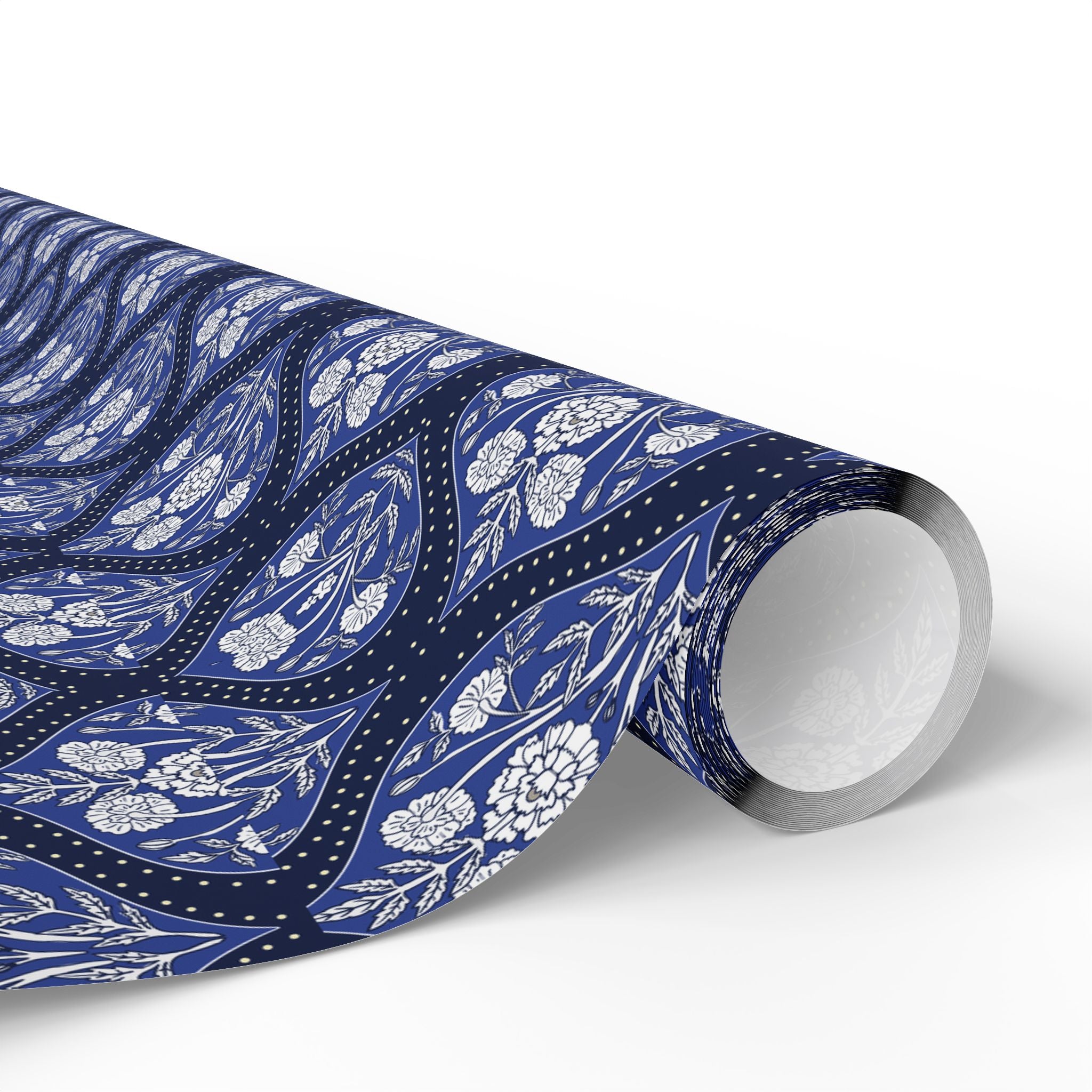 Elegant Wrapping Paper | Vintage Blue White Floral Gift Wrap for the Holidays, Birthdays