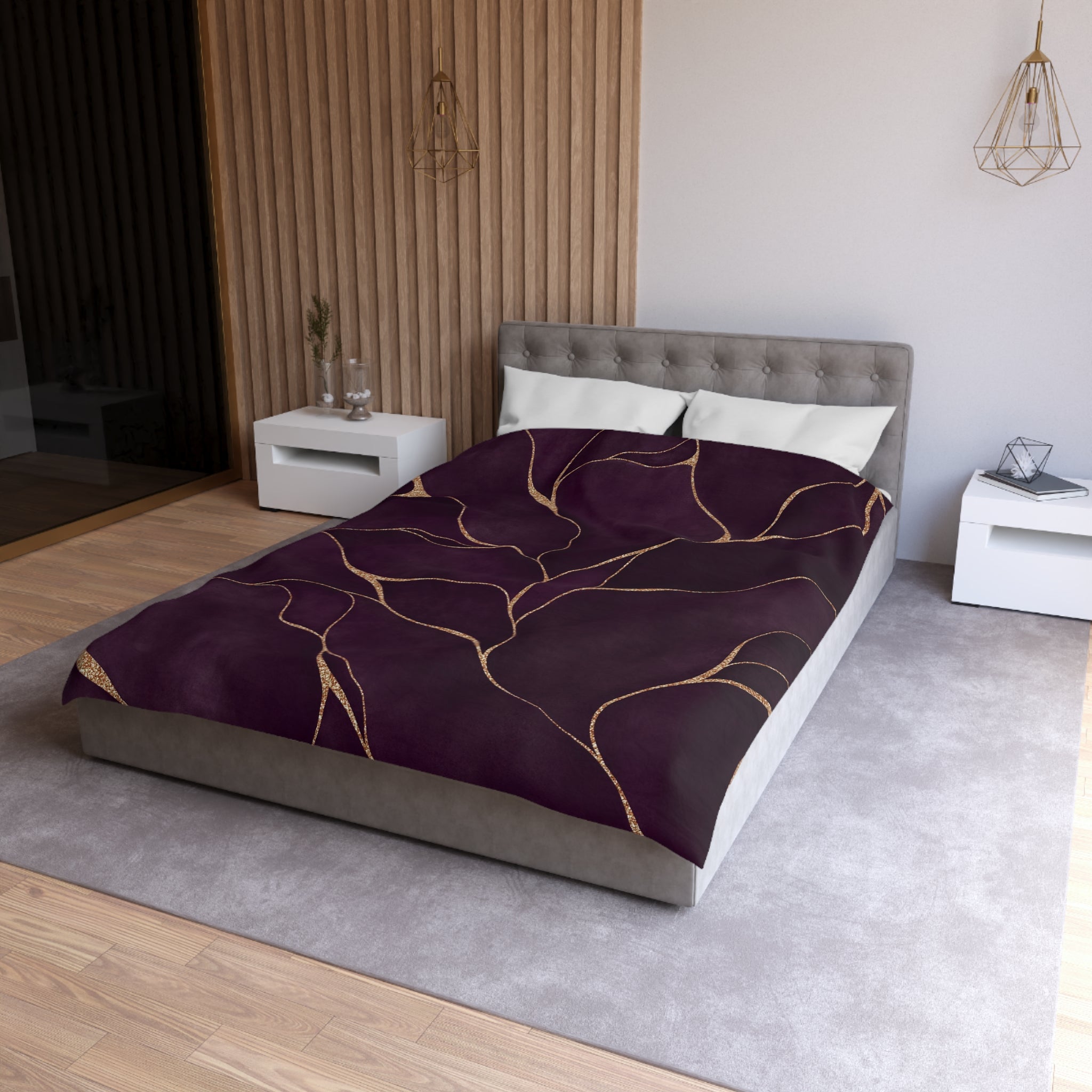 Abstract Duvet, Pillow Cover | Purple Beige Bedroom Decor