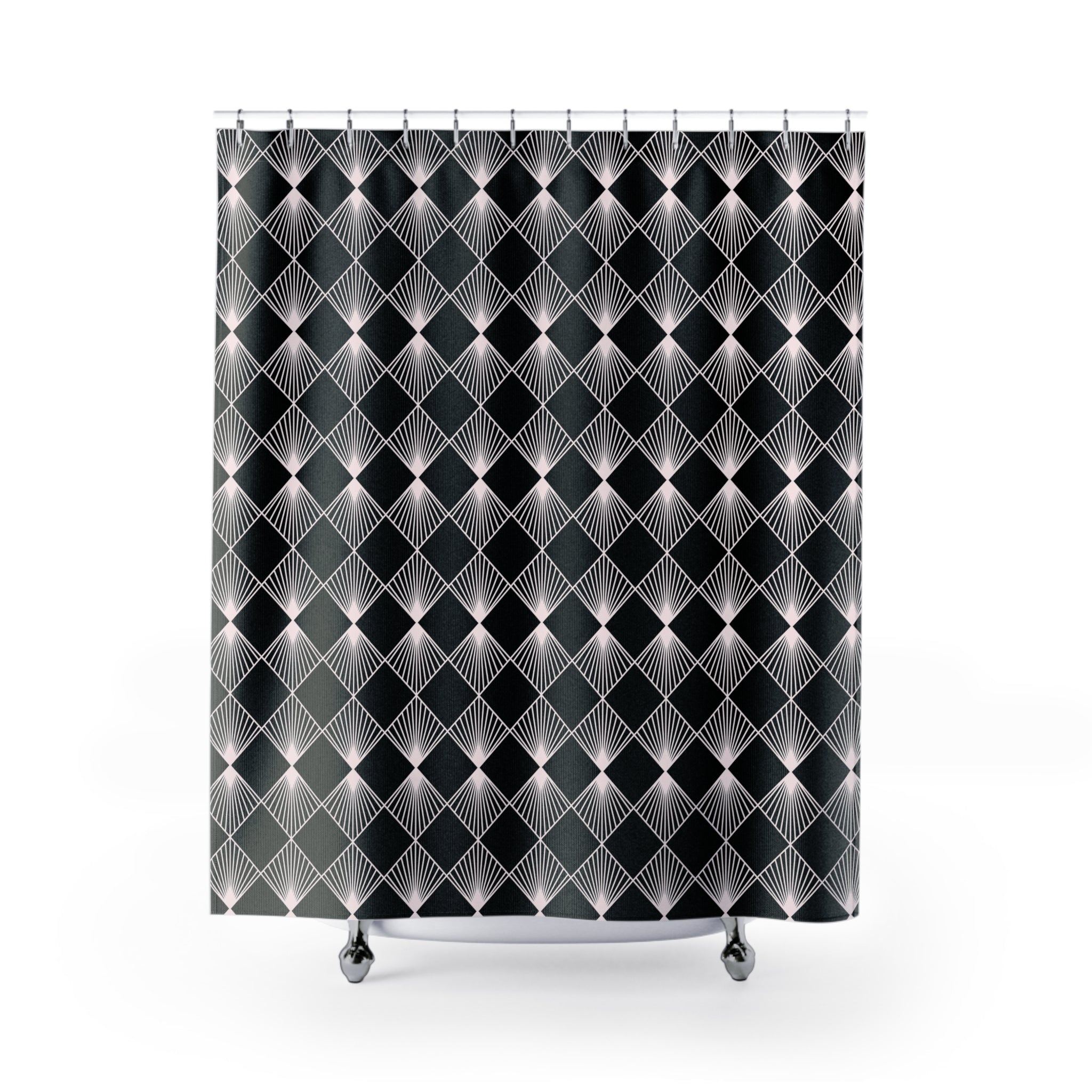 Art Deco Shower Curtain | Black and White Squares