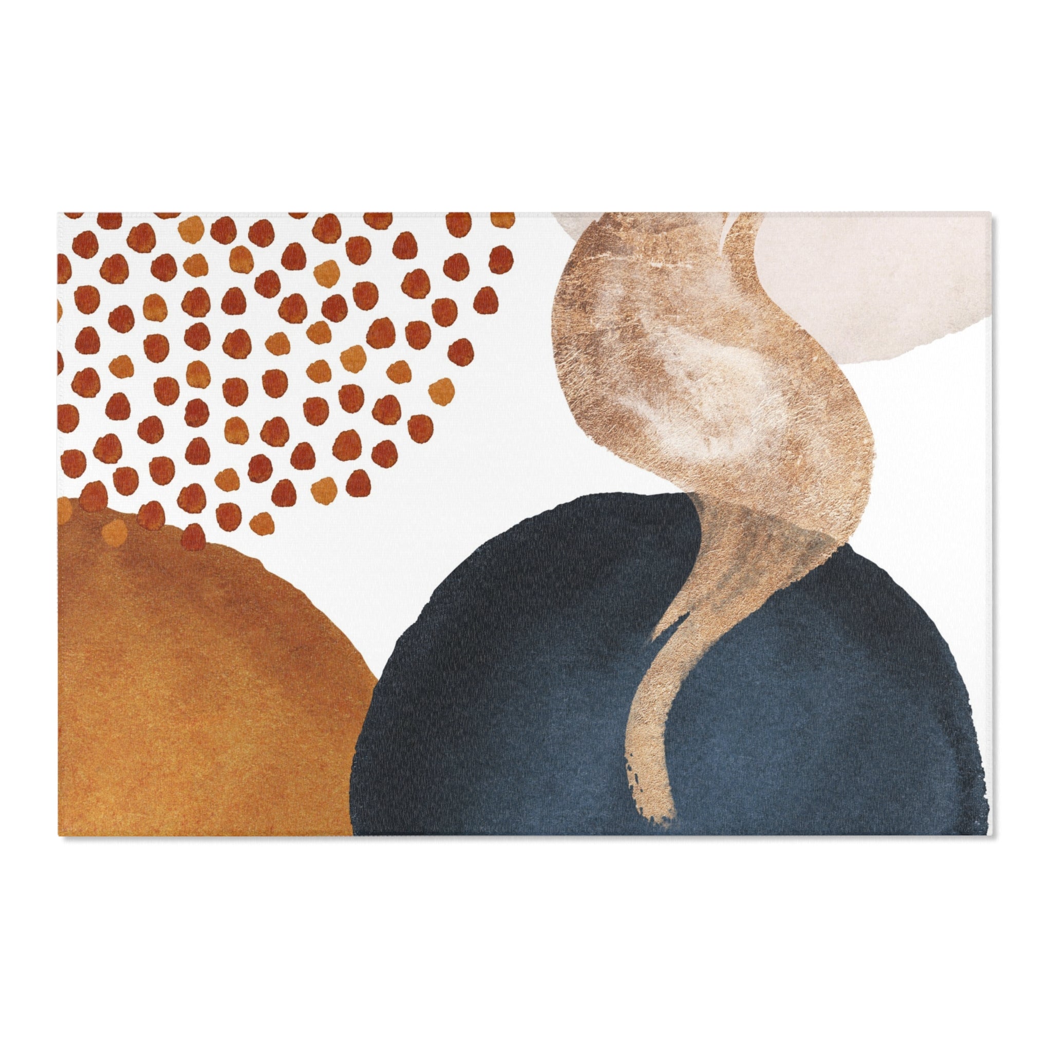 Abstract Area Rug | Navy Blue, Burnt Orange, Beige Watercolor