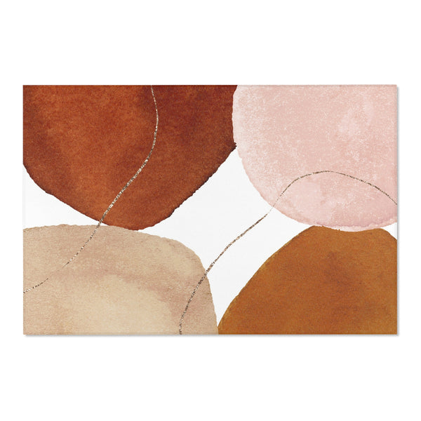 Abstract Area Rug | Modern Rug, Rust Beige, Blush Pink
