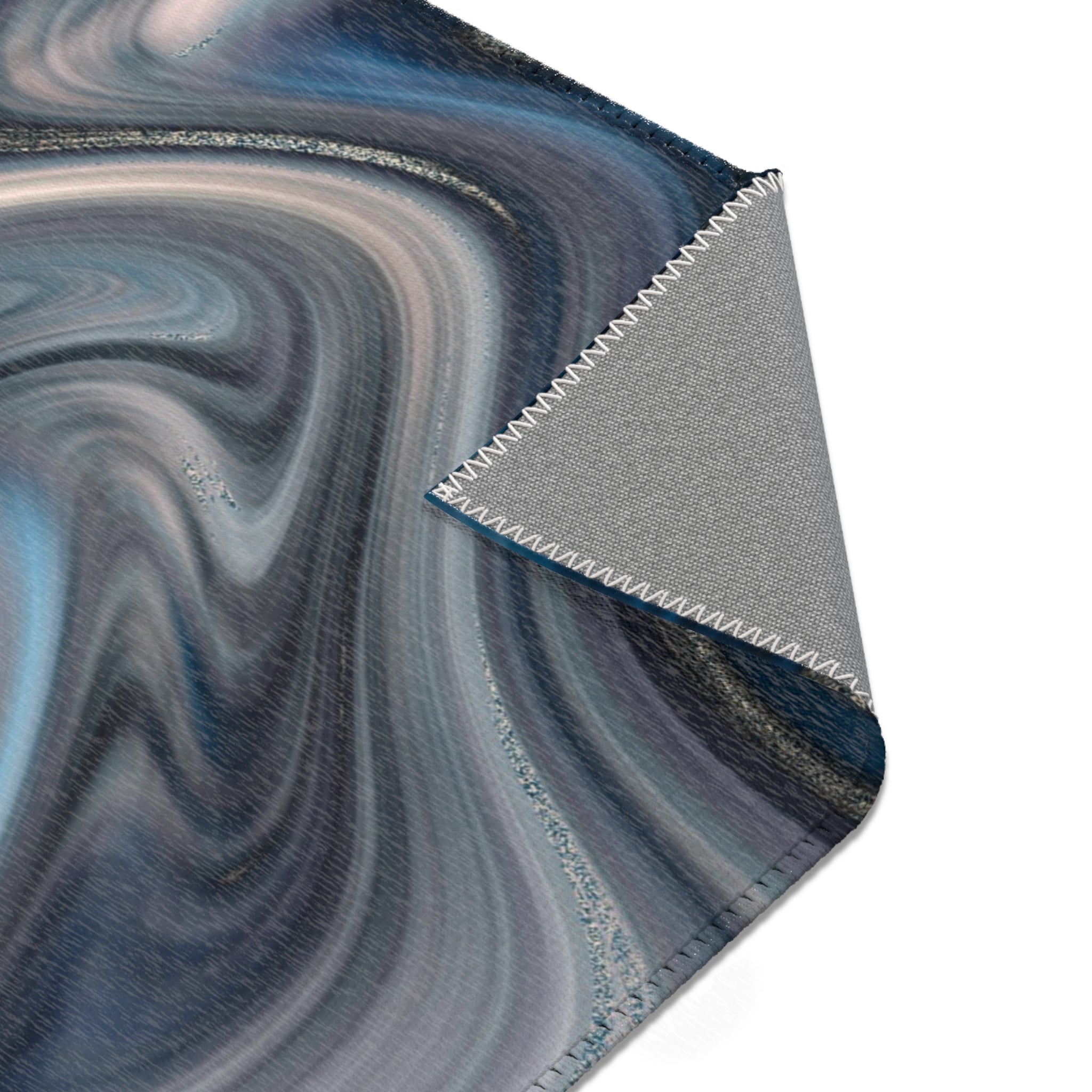 Abstract Area Rug | Navy Blue Grey Beige Marble