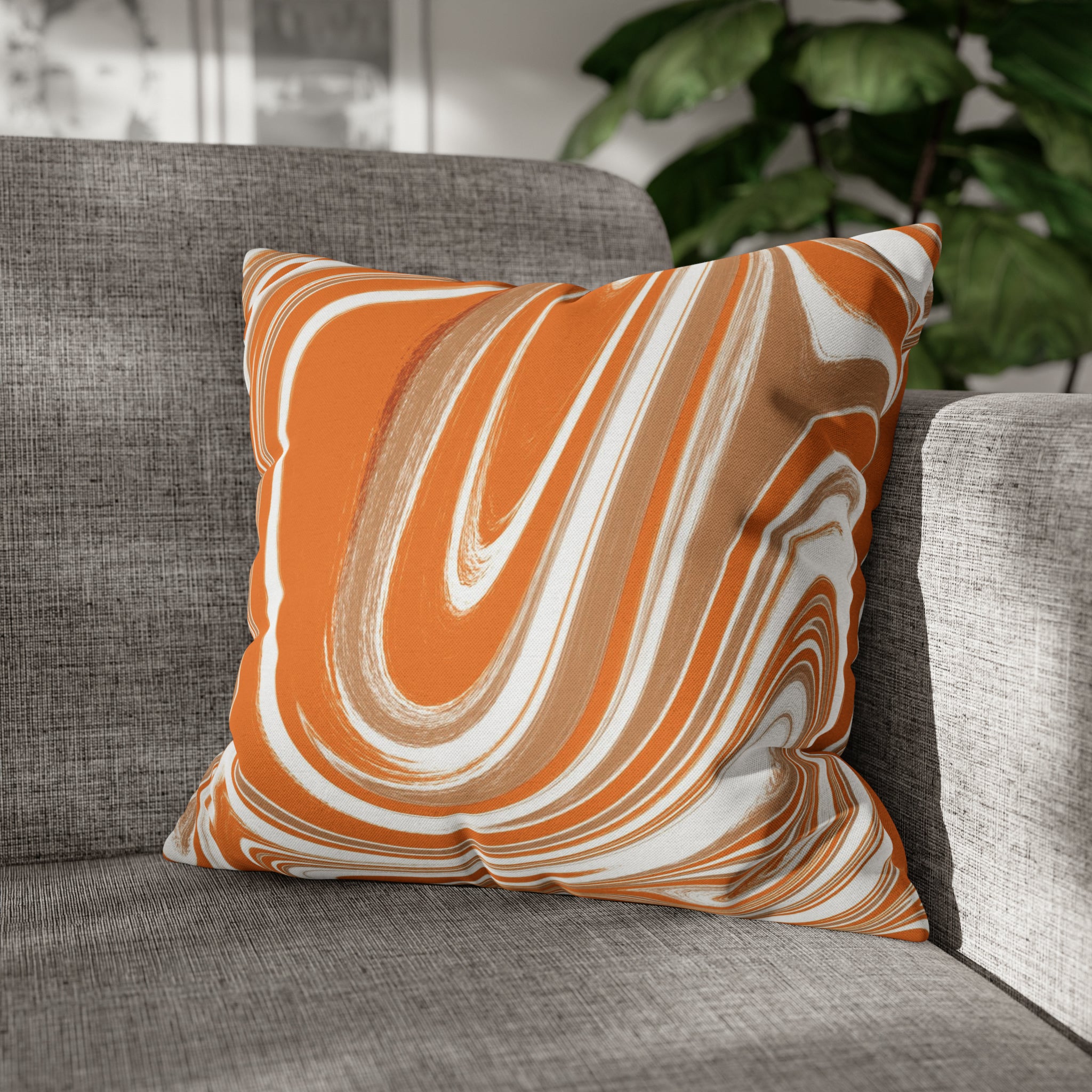 Abstract Pillow Cover | Orange Beige White Retro