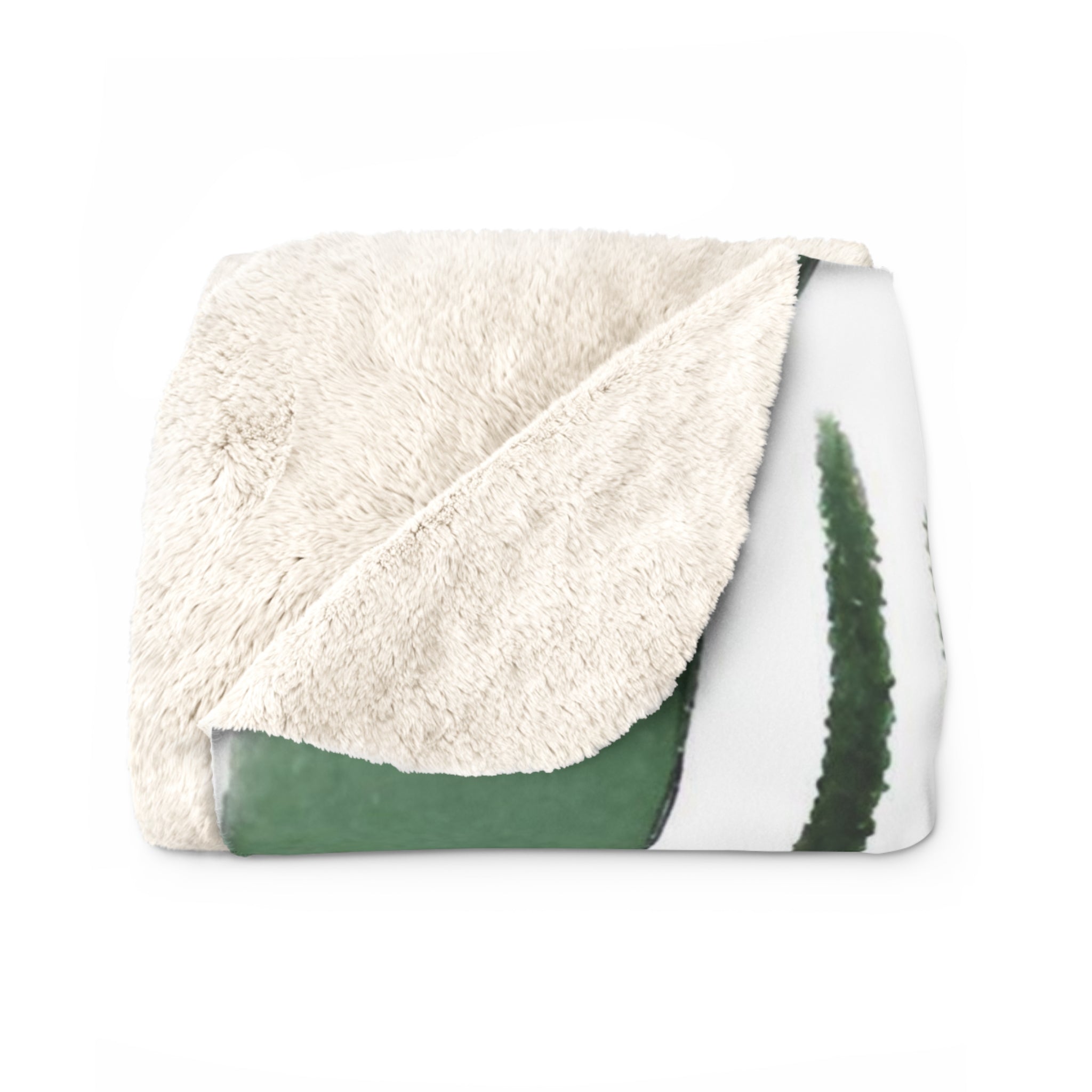 Cozy Comfy, Floral Blanket | Sage Green, White Leaves