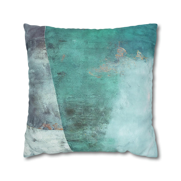 Ombre Pillow Cover | Teal Mint, Green Blue, Rustic Print