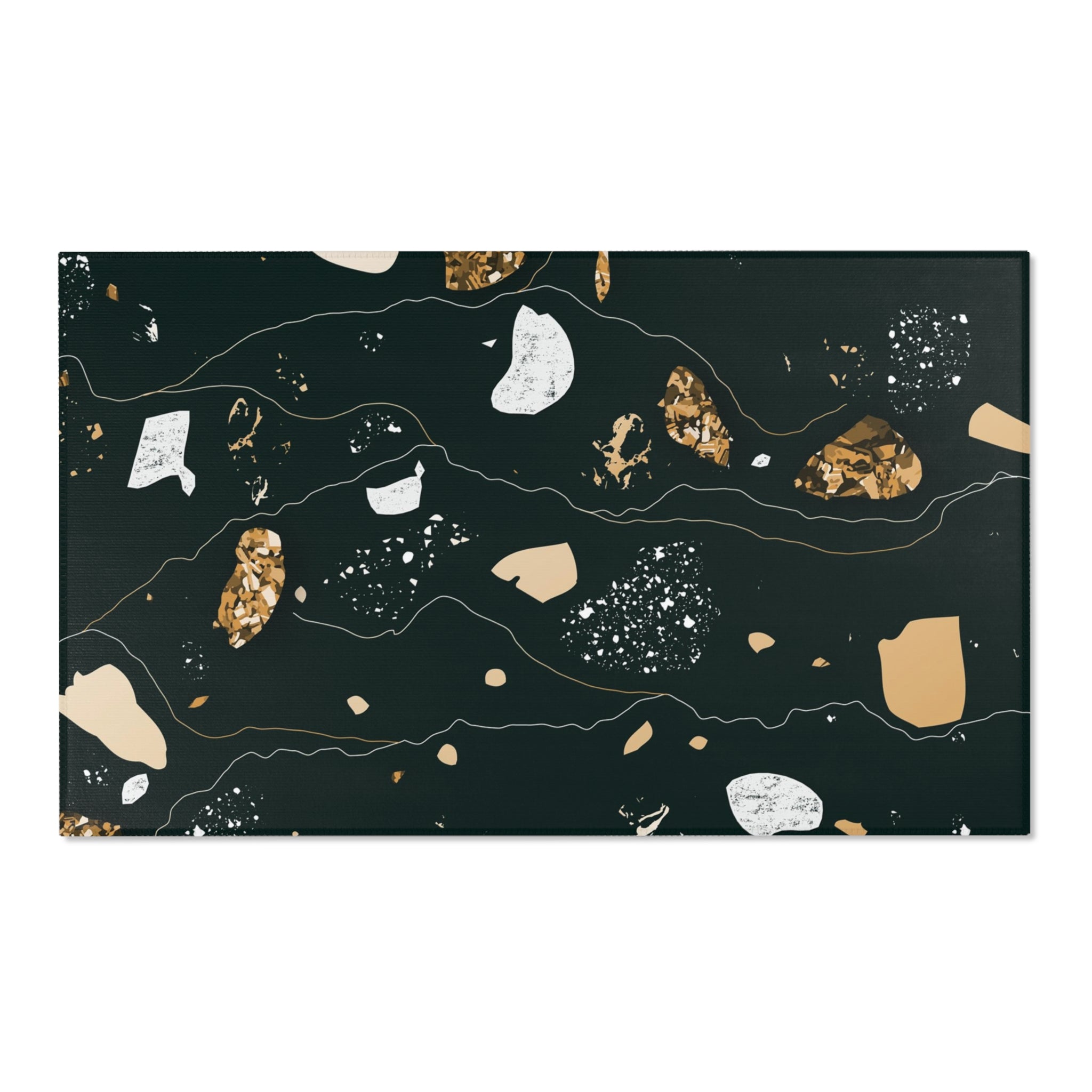 Abstract Area Rug | Black Beige