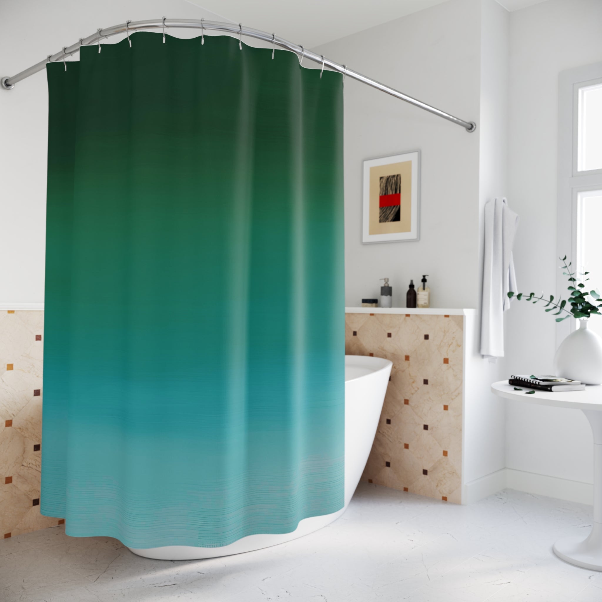 Green Shower Curtain | Forest Hunter, Teal Green